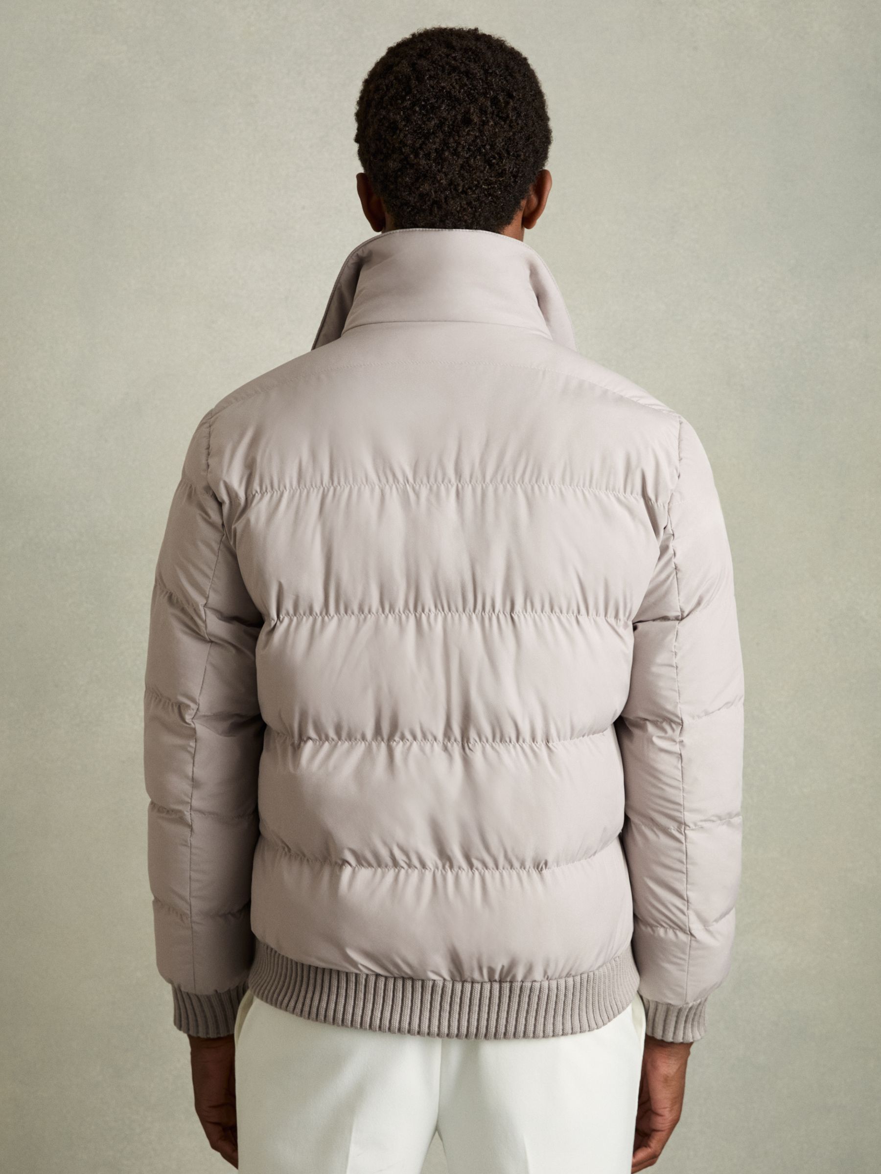 Faux-Fur Collar Puffer Jacket in Grey