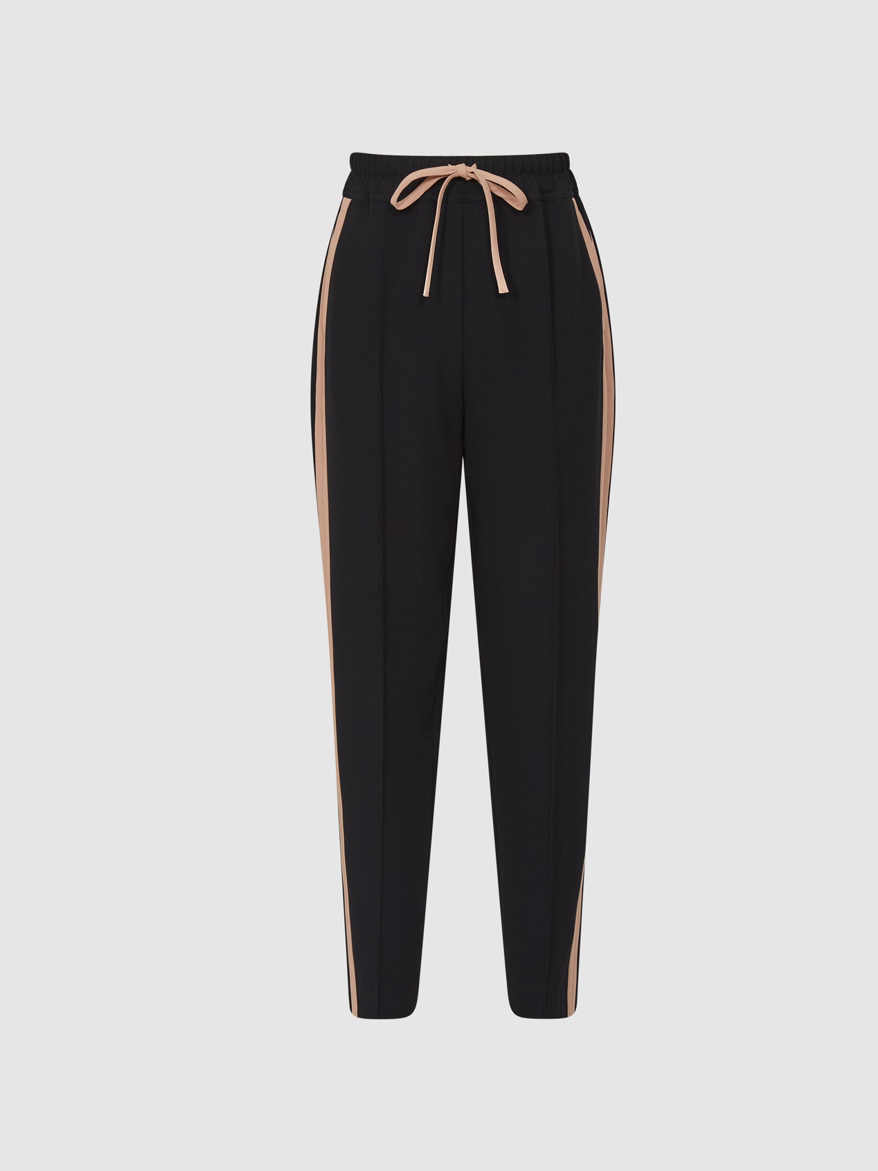 Tapered Side Stripe Trousers in Black