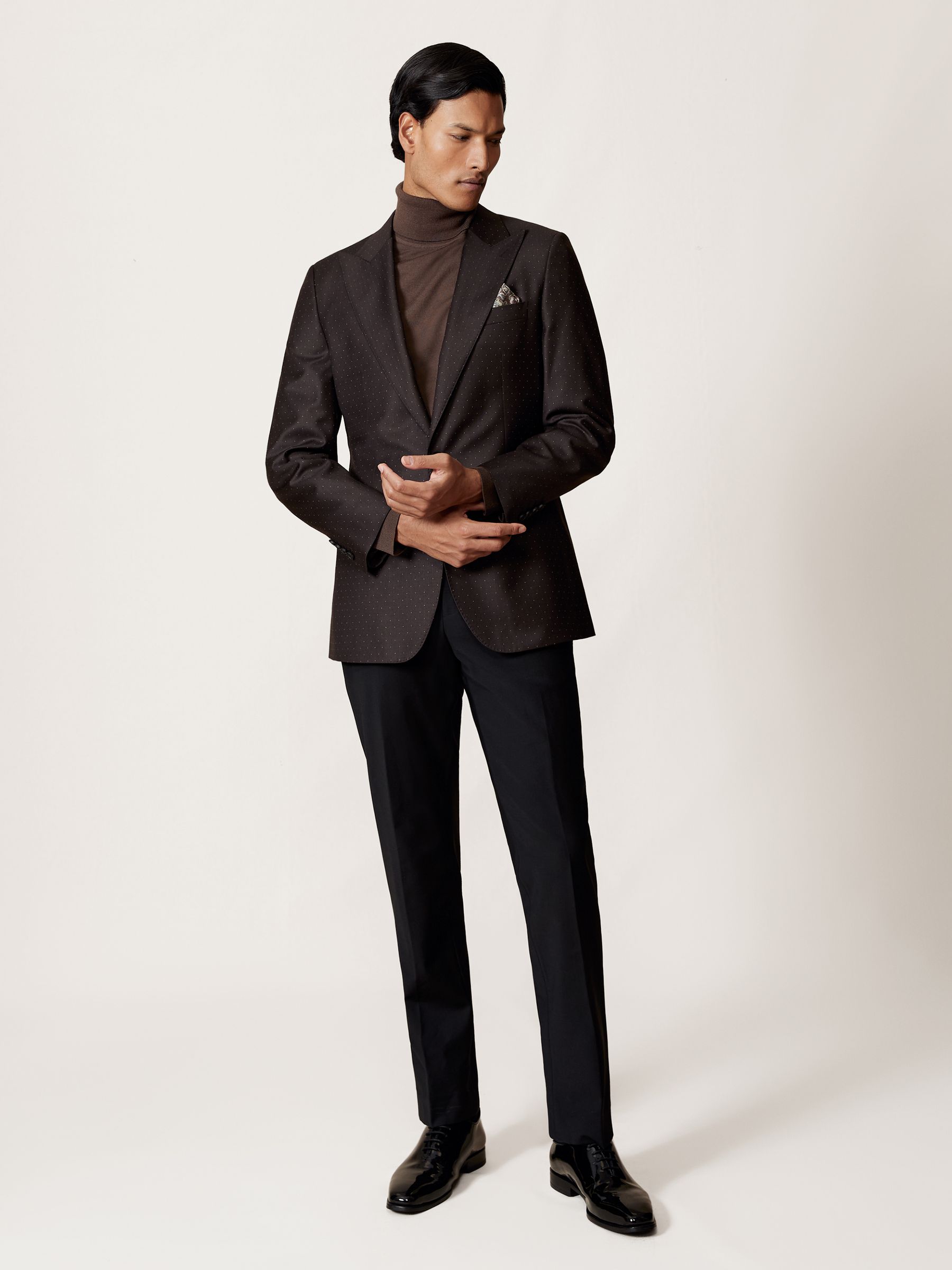 Merino Wool Roll-Neck Jumper in Chocolate Brown