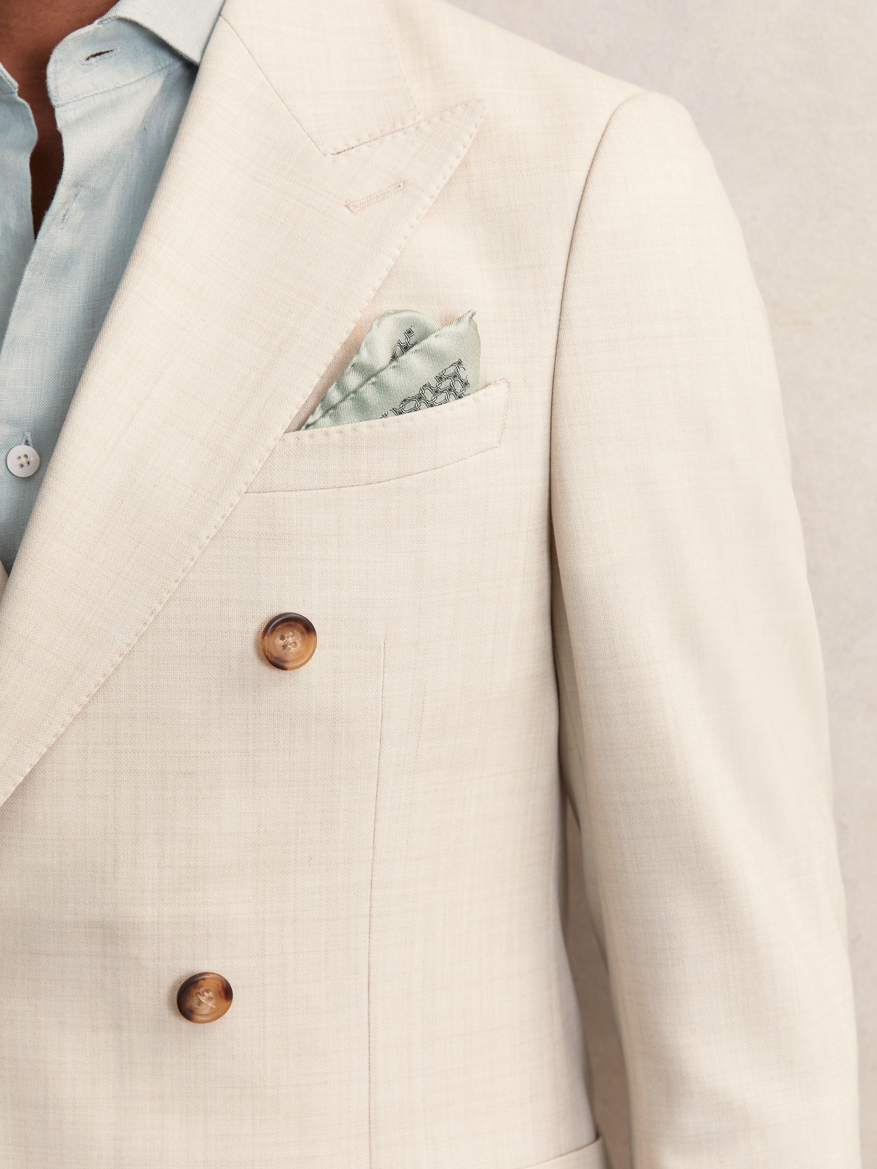 Geo Chain Detail Pocket Square in Sage