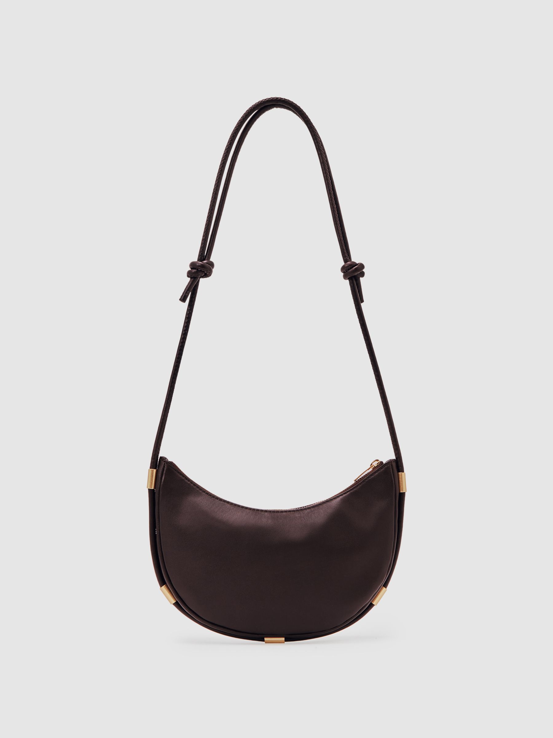 Leather Rope Strap Shoulder Bag in Oxblood