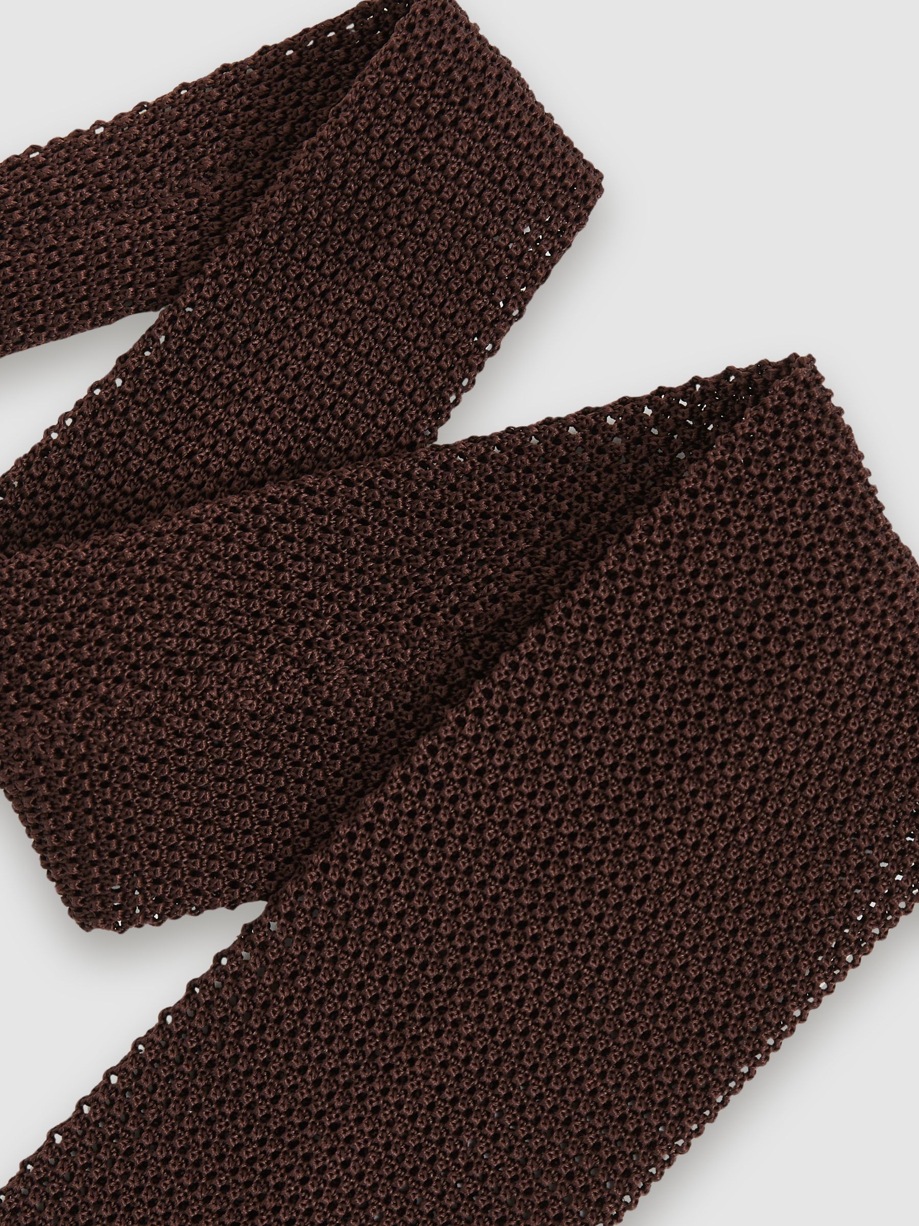 Silk Knitted Tie in Dark Brown
