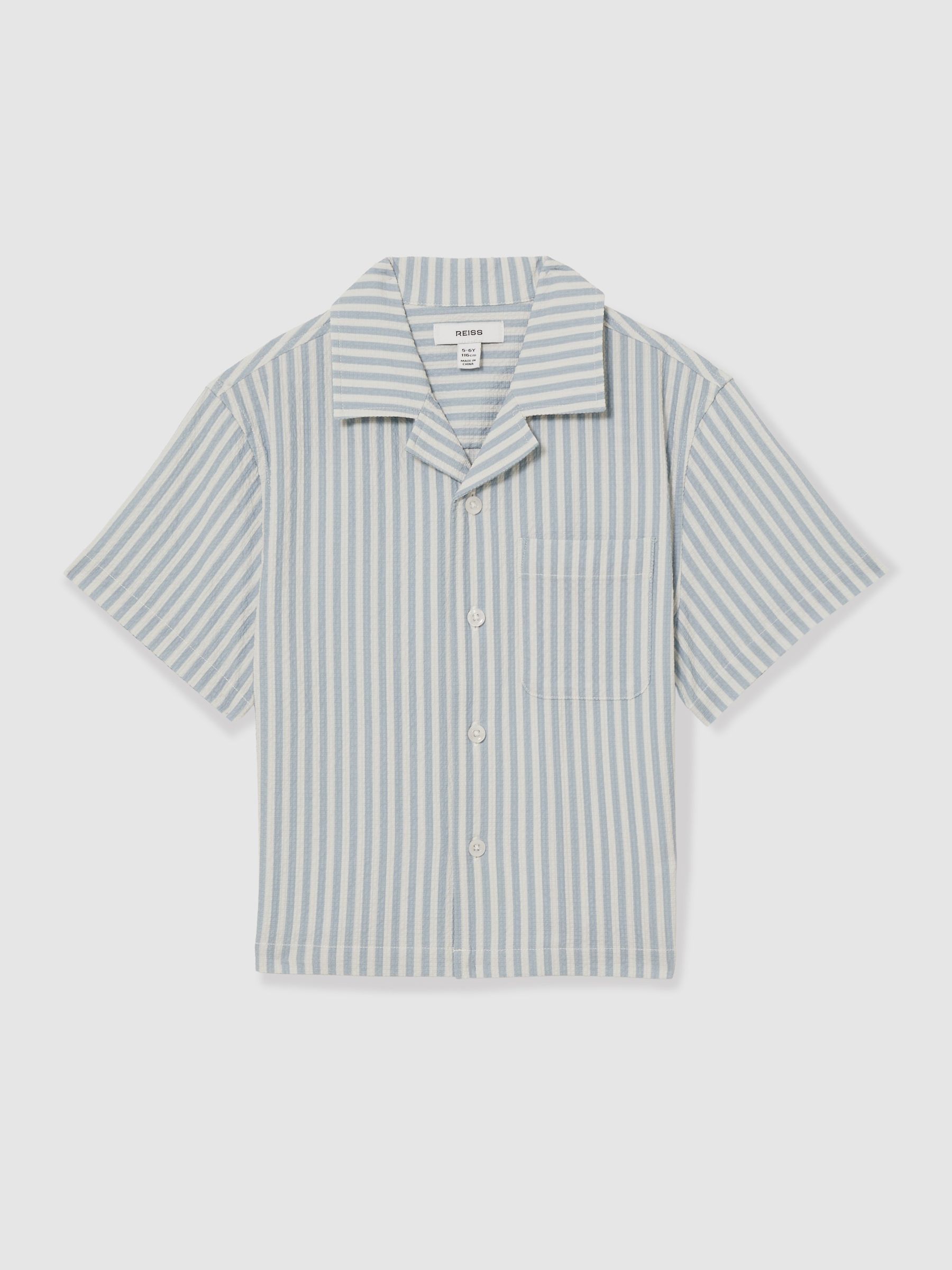 3-9 yrs Seersucker Striped Shirt in Soft Blue/White