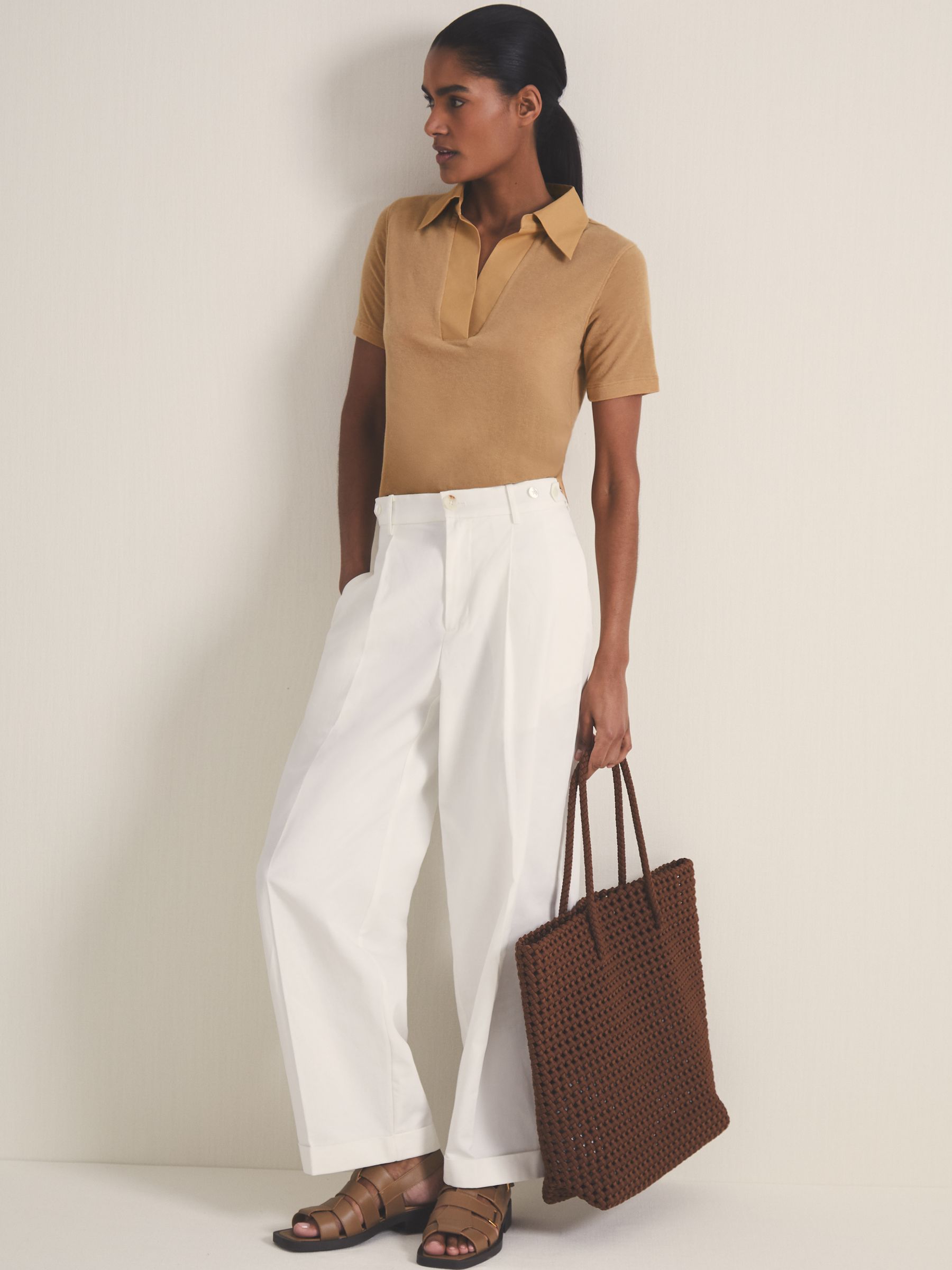 Reiss | Les 100 Ciels Polo Shirt With Cashmere in Tan