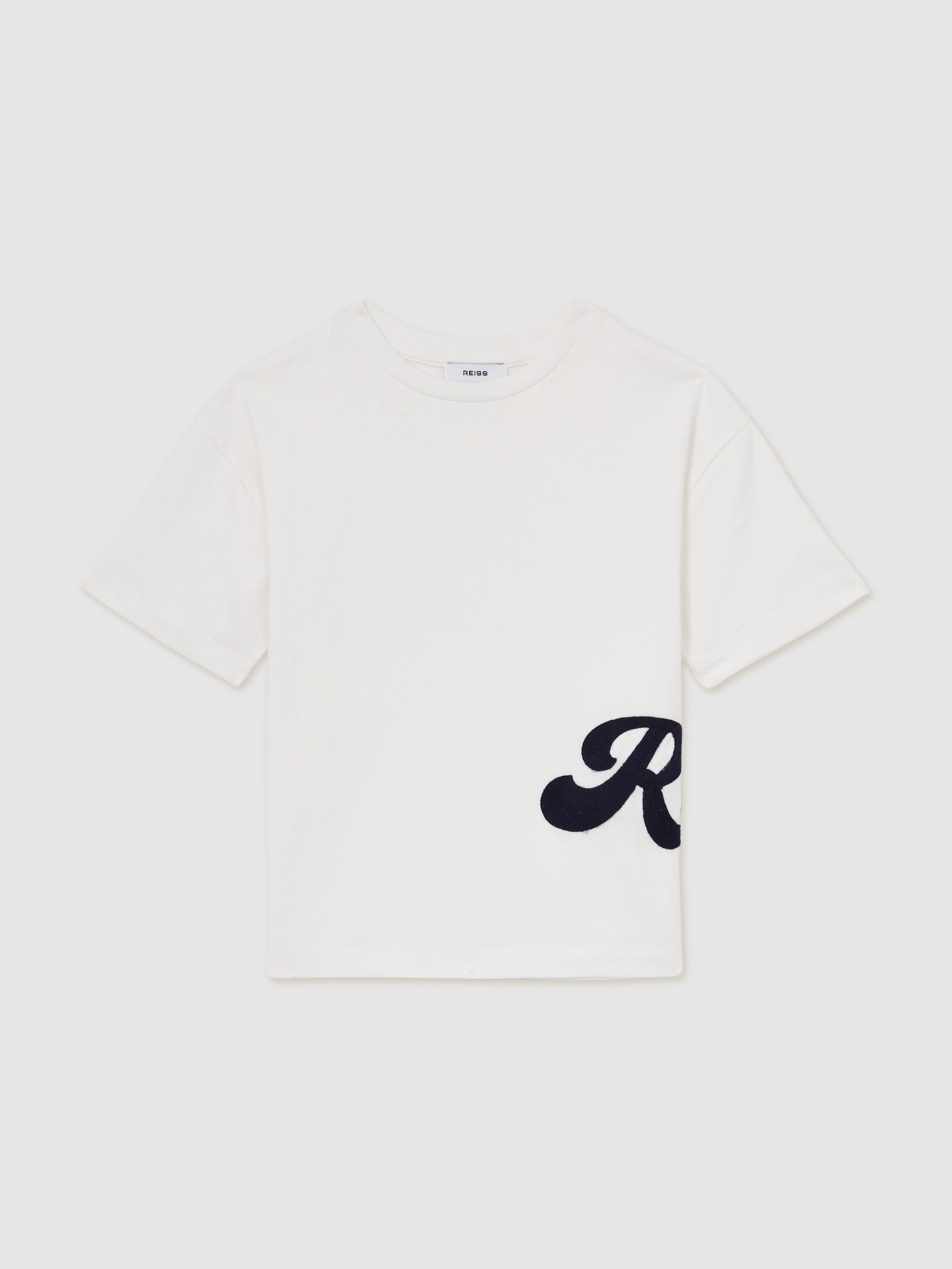 3-9 yrs Cotton Script-Logo Oversized T-Shirt in White