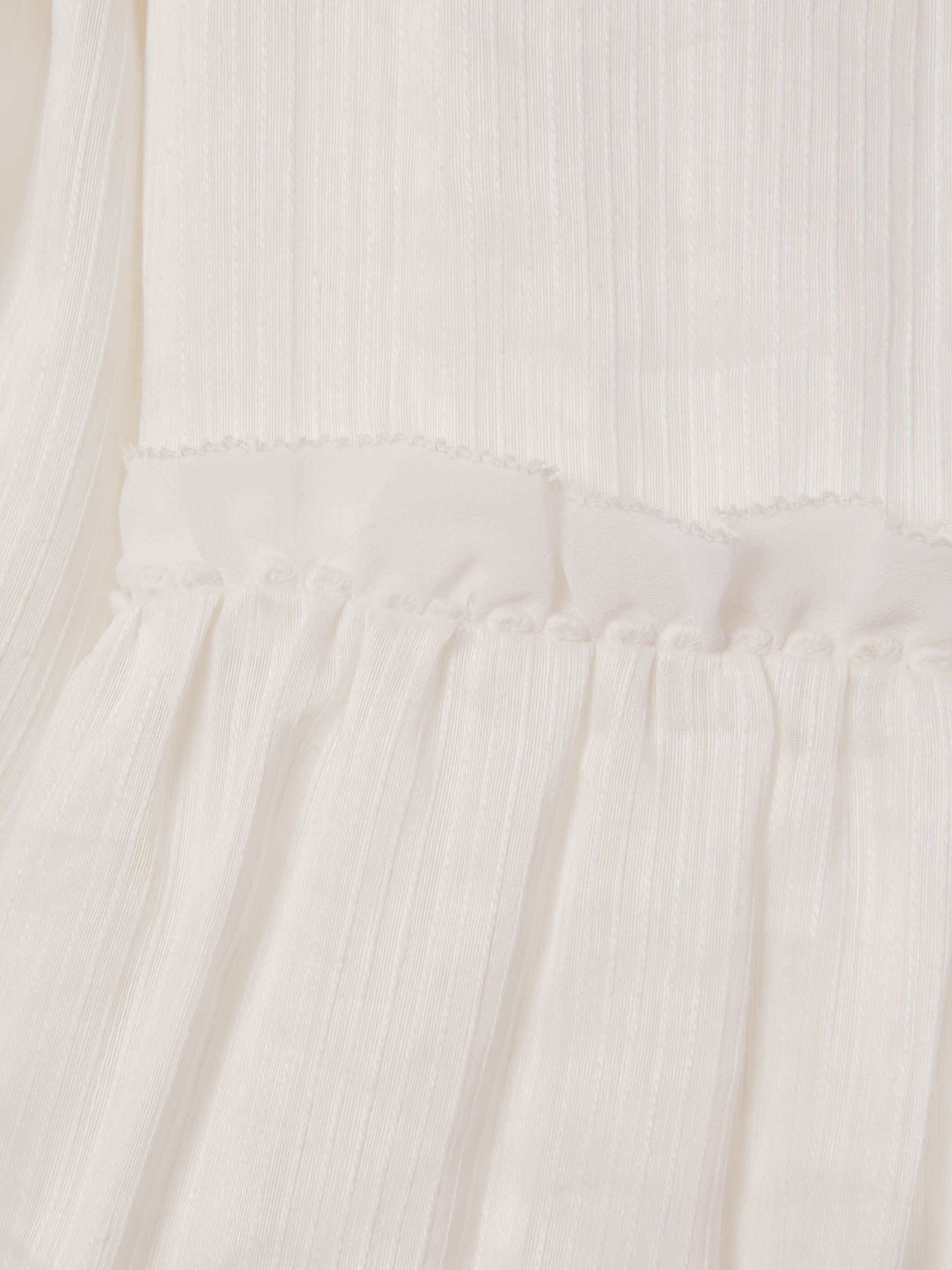 13-14 yrs Tiered Linen Blend Puff Sleeve Dress in Ivory