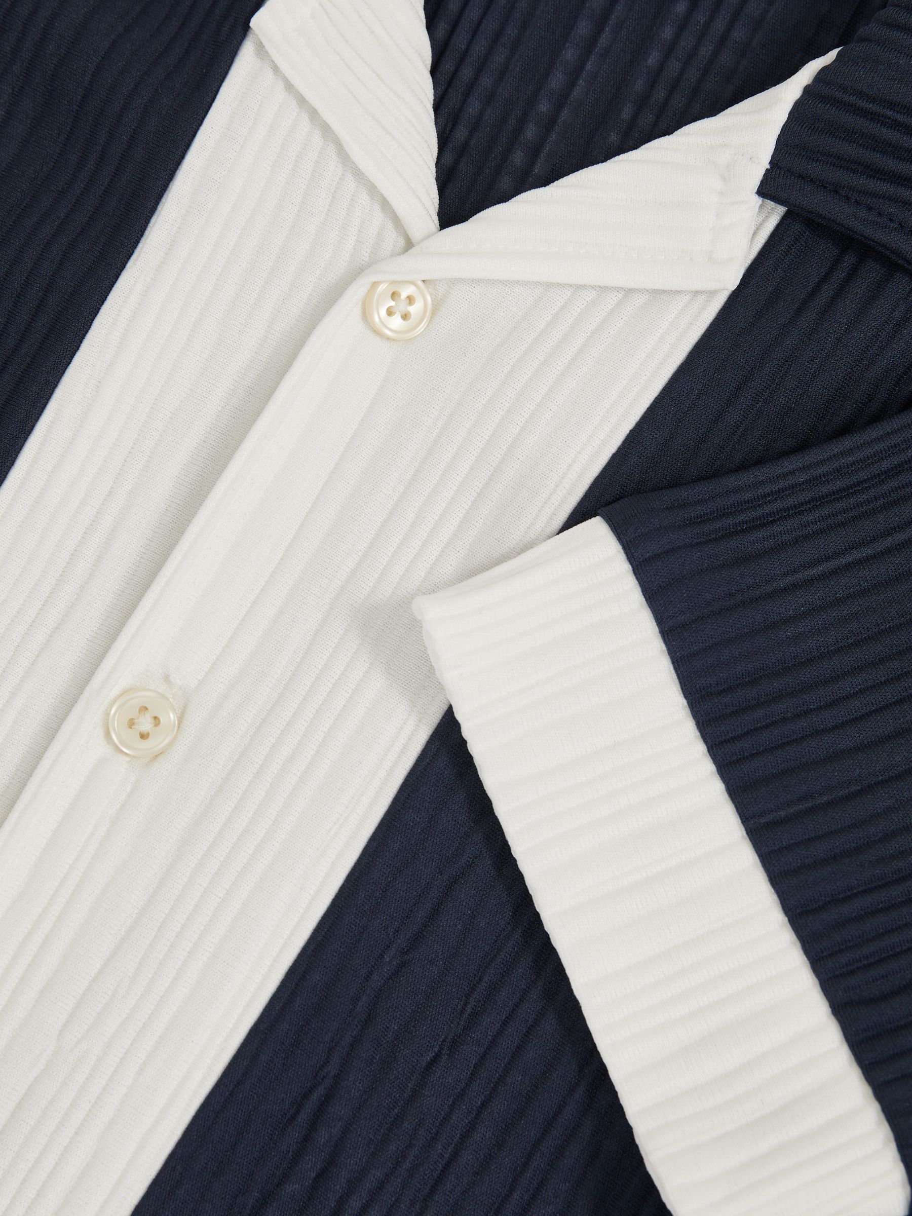 3-9 yrs Plissé Colour-Block Shirt in Navy/White