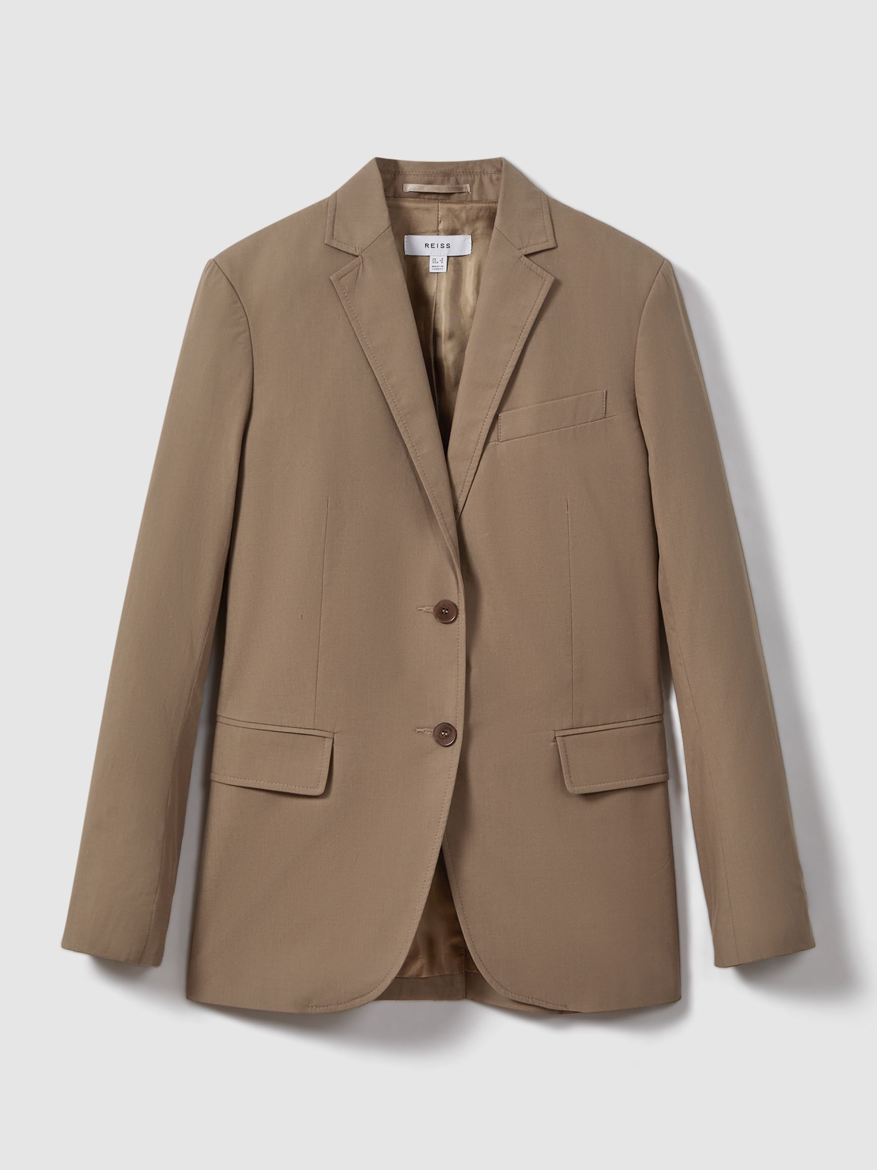 Single Breasted Cotton Blazer in Taupe