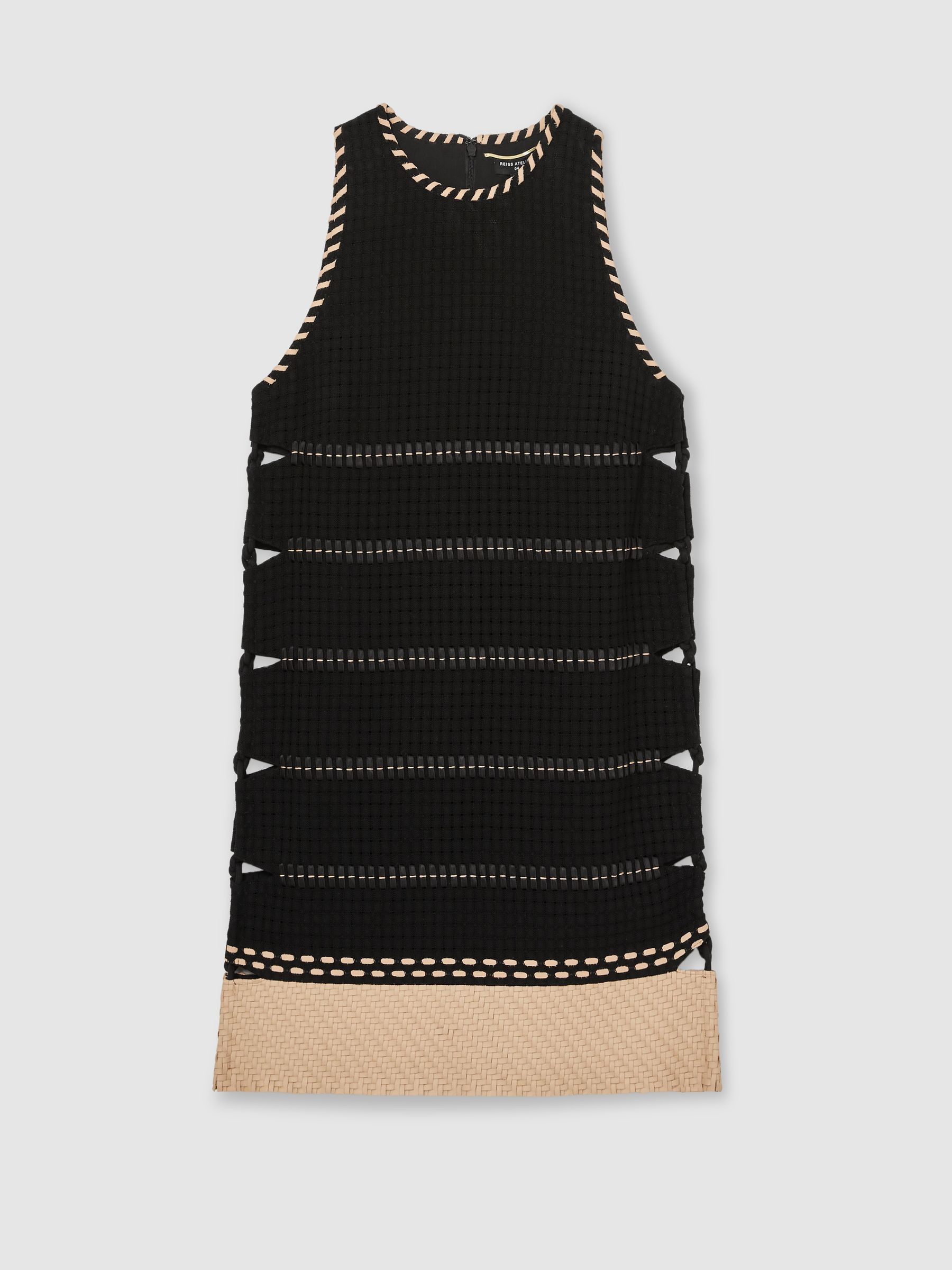 Atelier Cotton Whipstitch Mini Dress in Black