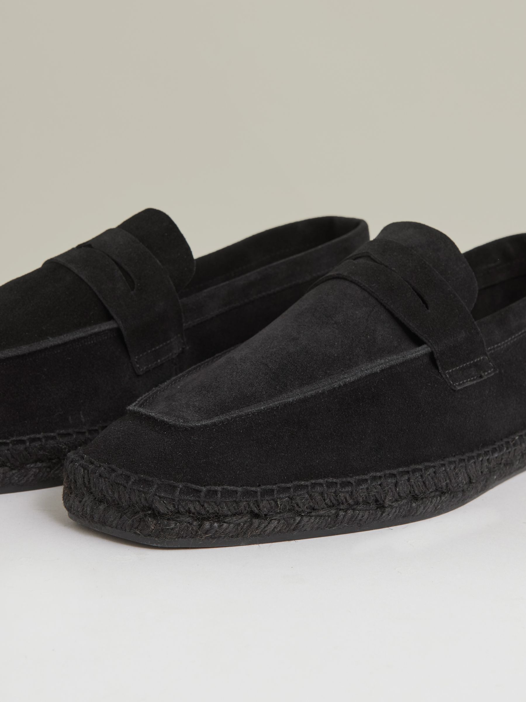 Suede Penny-Strap Espadrilles in All Black