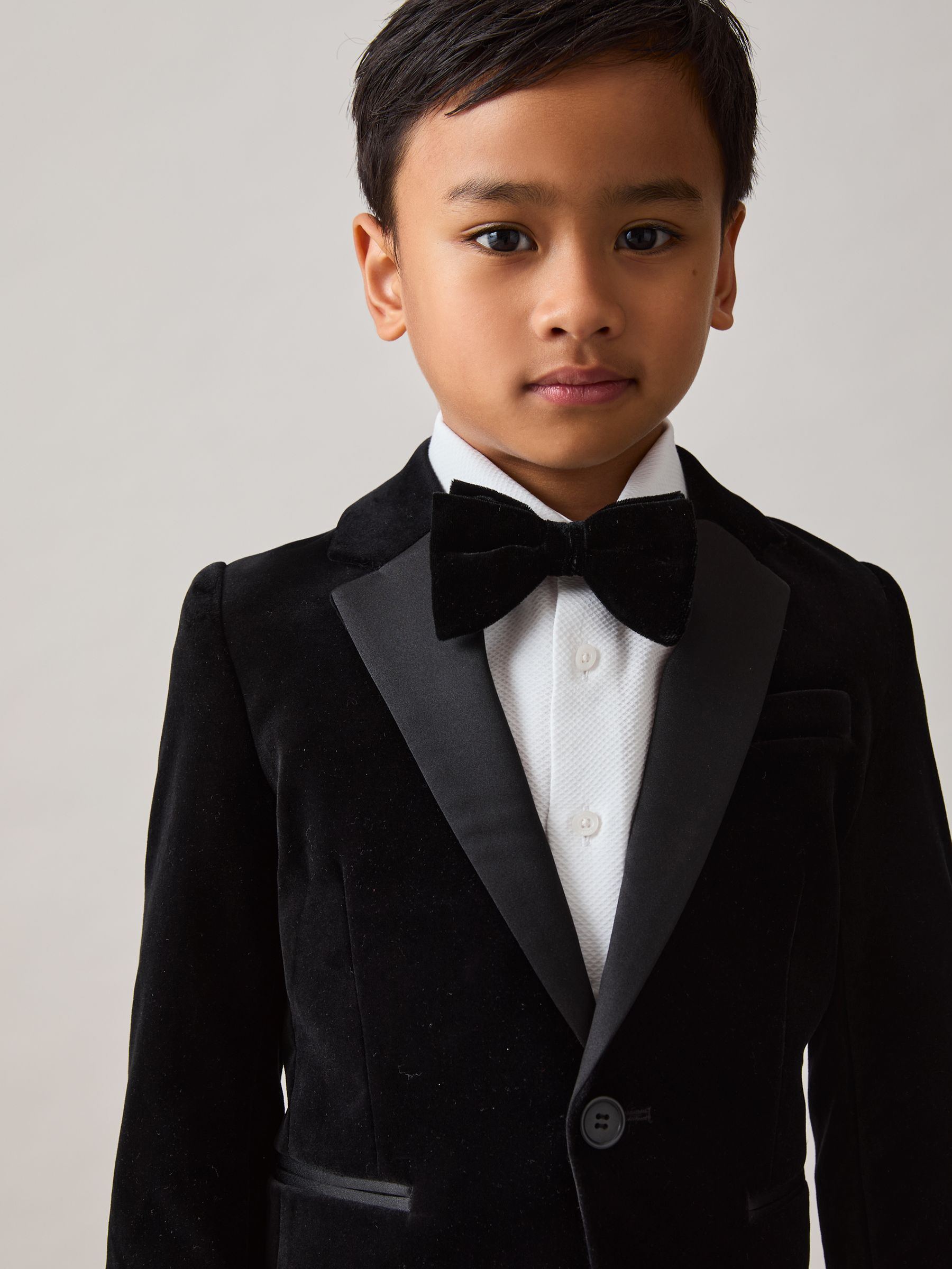 3-9 yrs Single-Breasted Velvet Blazer in Black