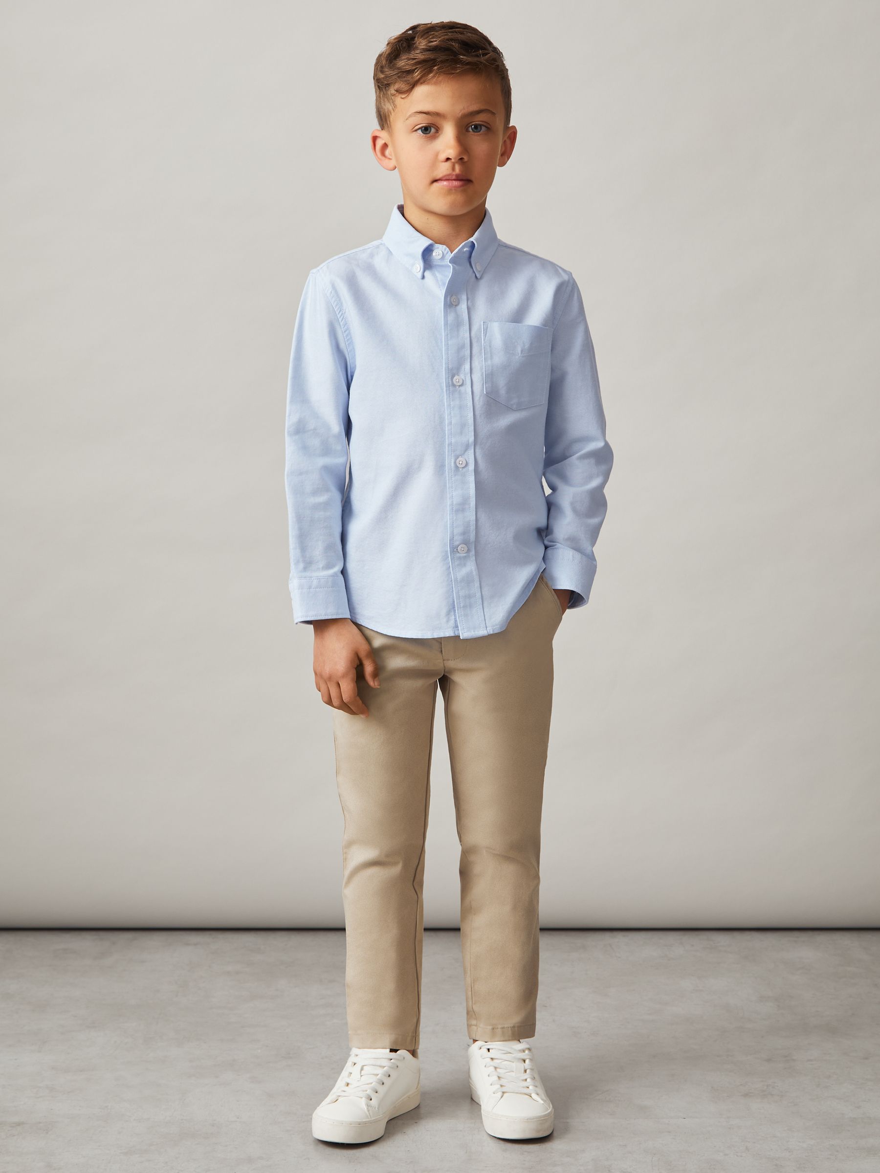 3-9 yrs Button Down Oxford Shirt in Soft Blue