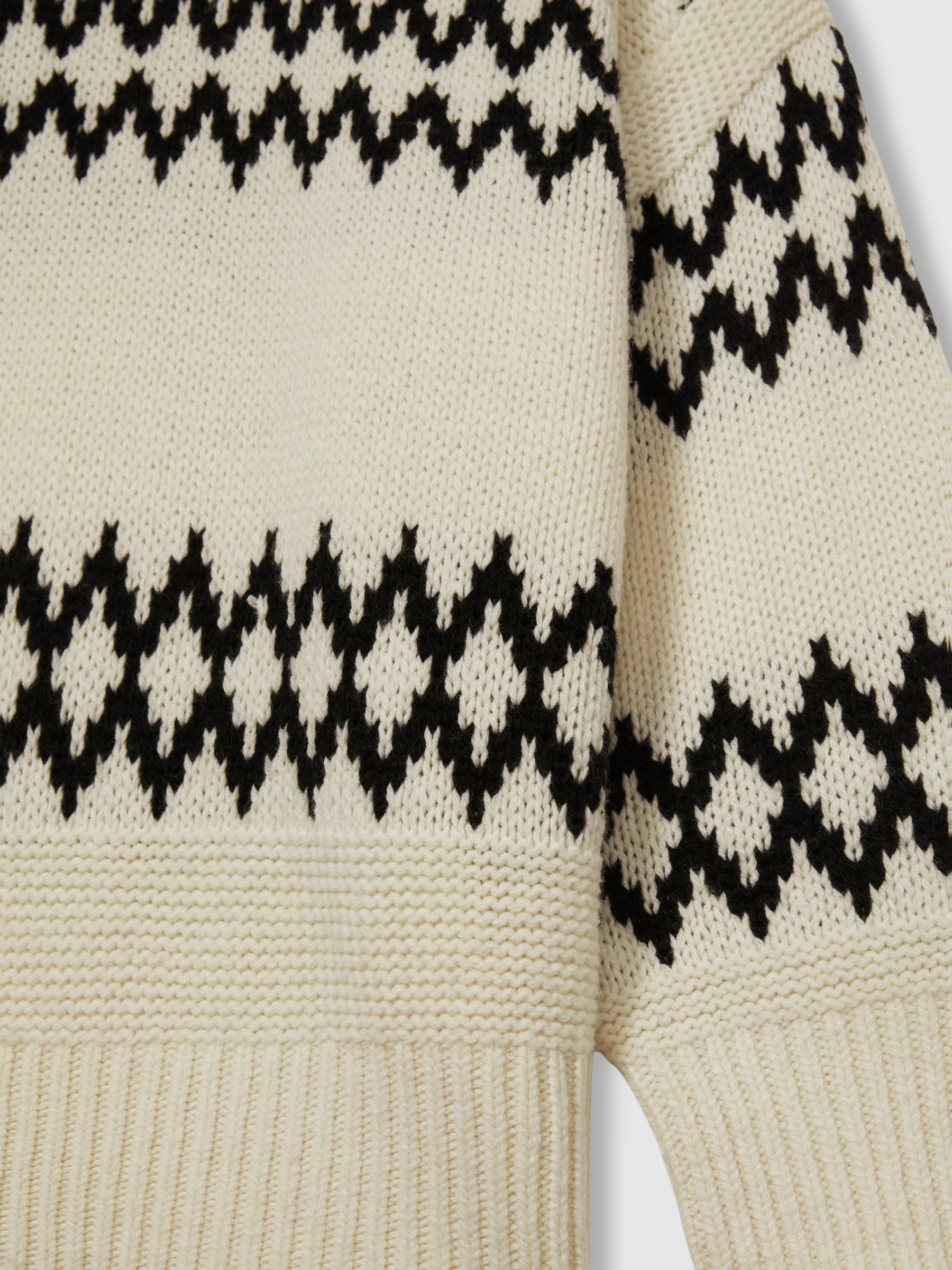 Wool-Blend Fairisle Pattern Jumper in Cream/Black