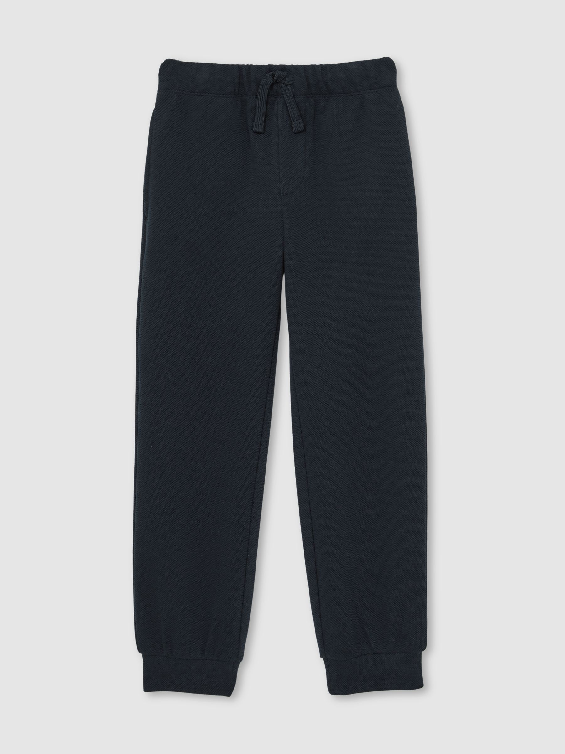 Cotton-Blend Textured Cuffed Joggers in Navy