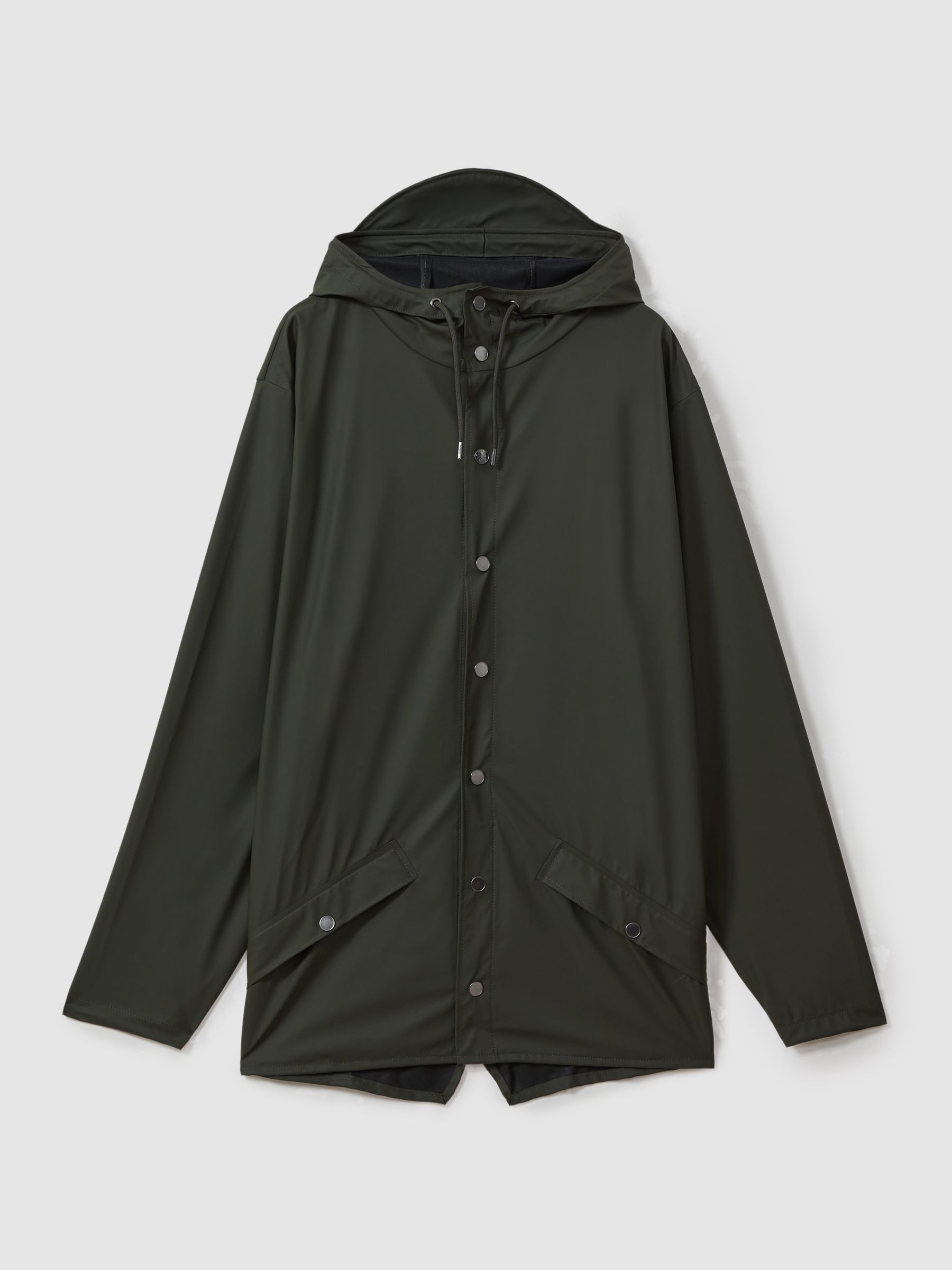 Rains Unisex Hooded Raincoat in Dark Green