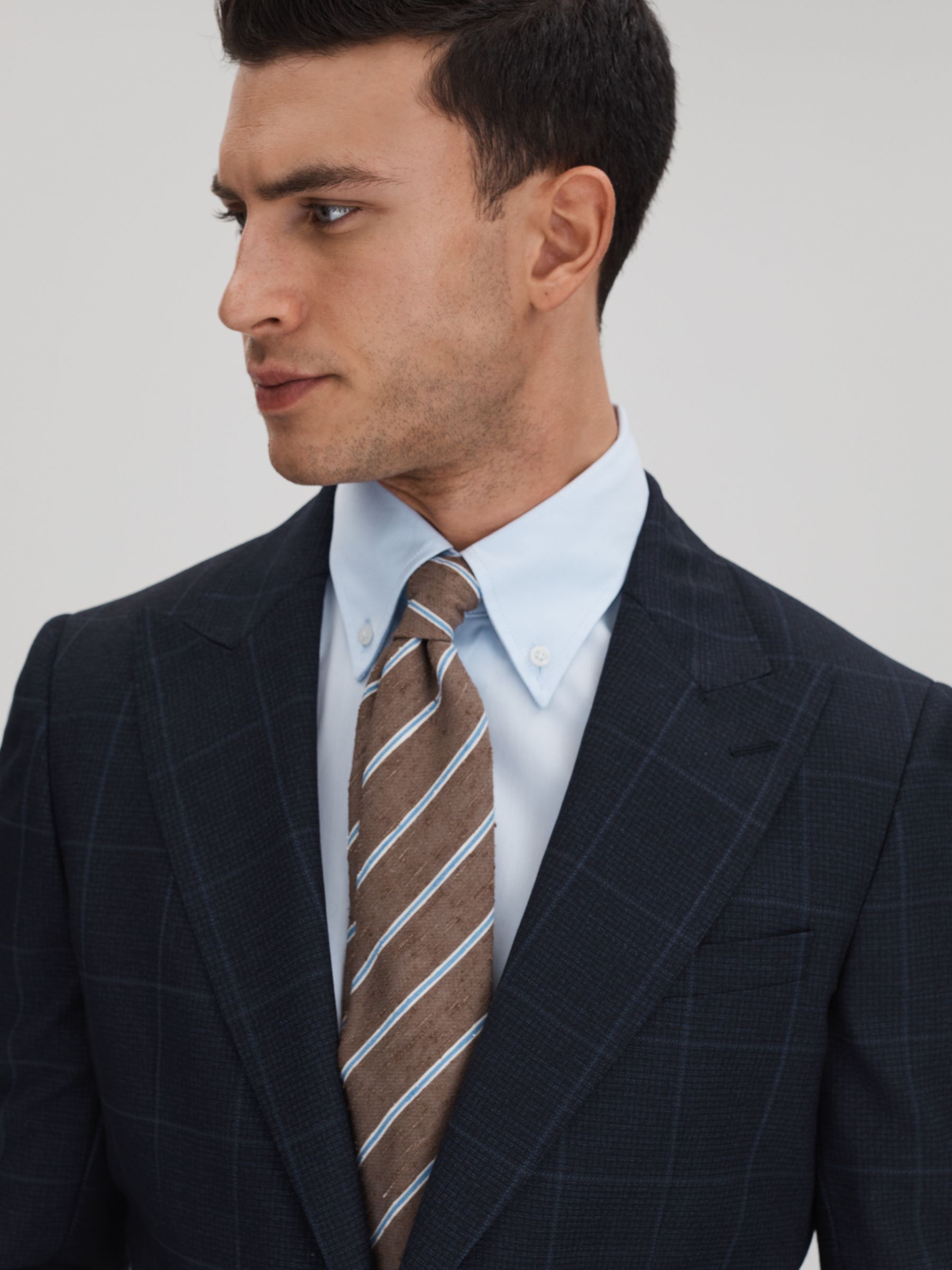 Klink Navy Wool Check Single Breasted Slim Fit Blazer
