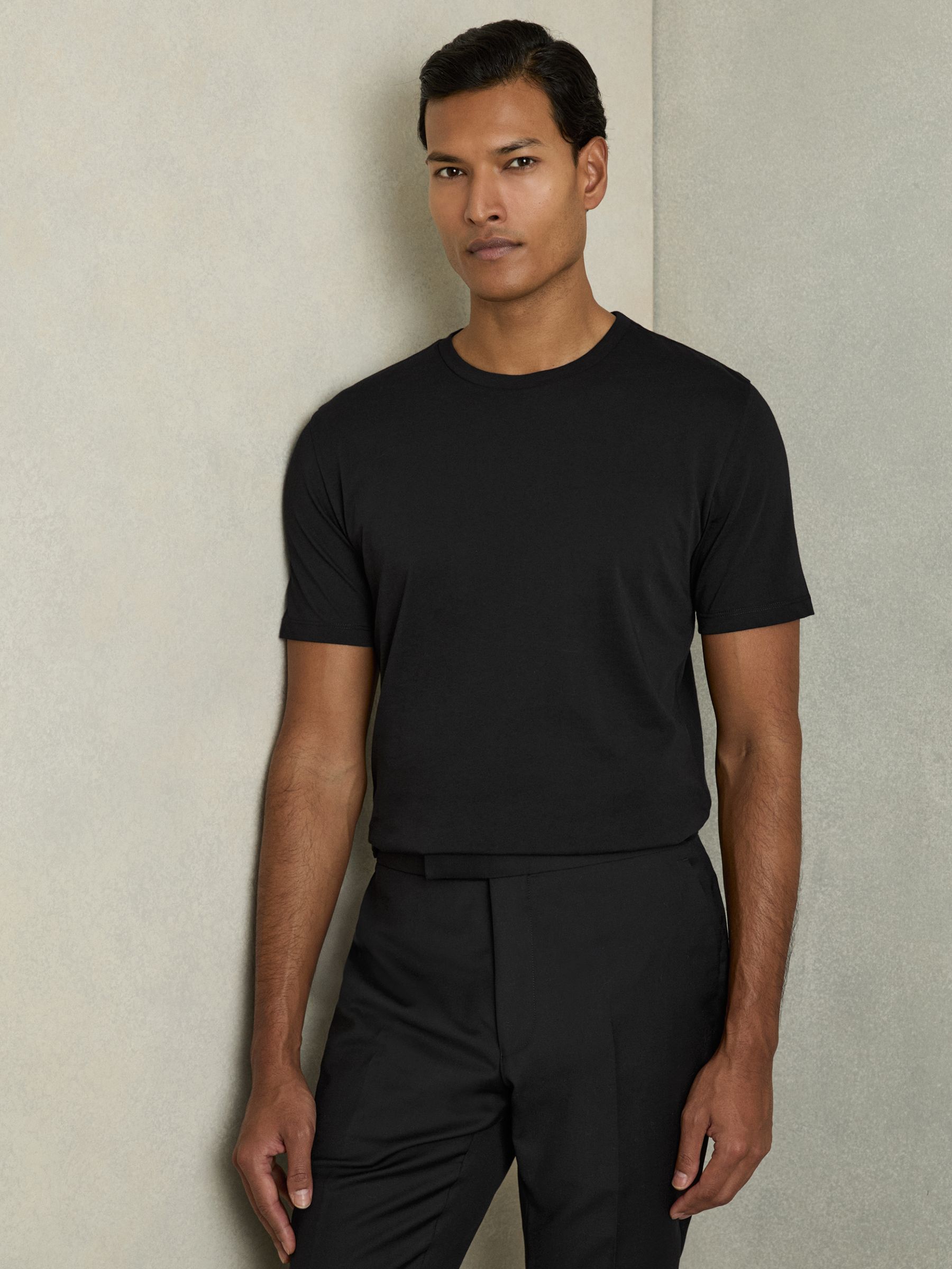 Cotton Crew Neck T-Shirt in Black