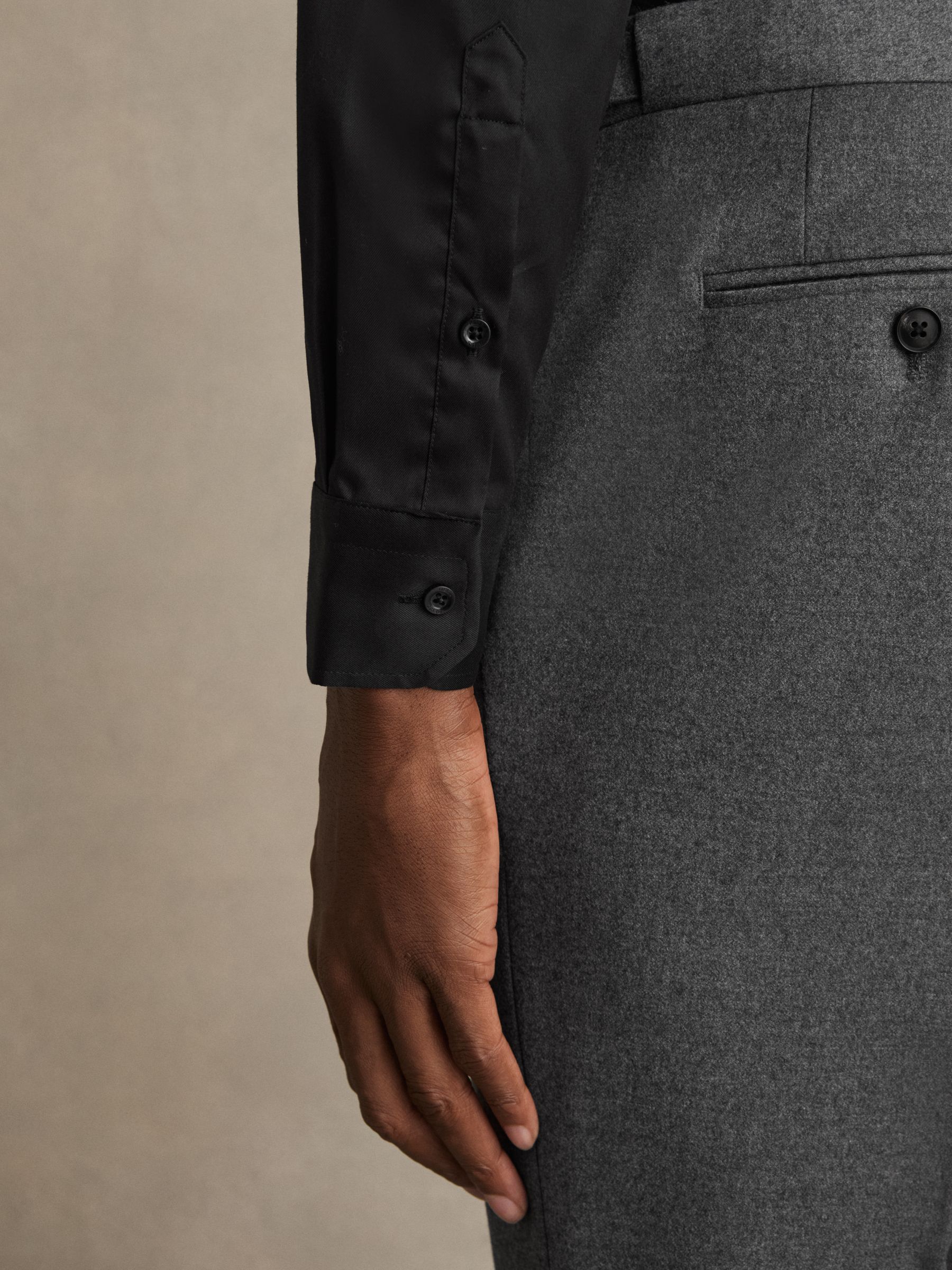 Slim Fit Cotton-Twill Two-Fold Shirt Slim-Fit in Black