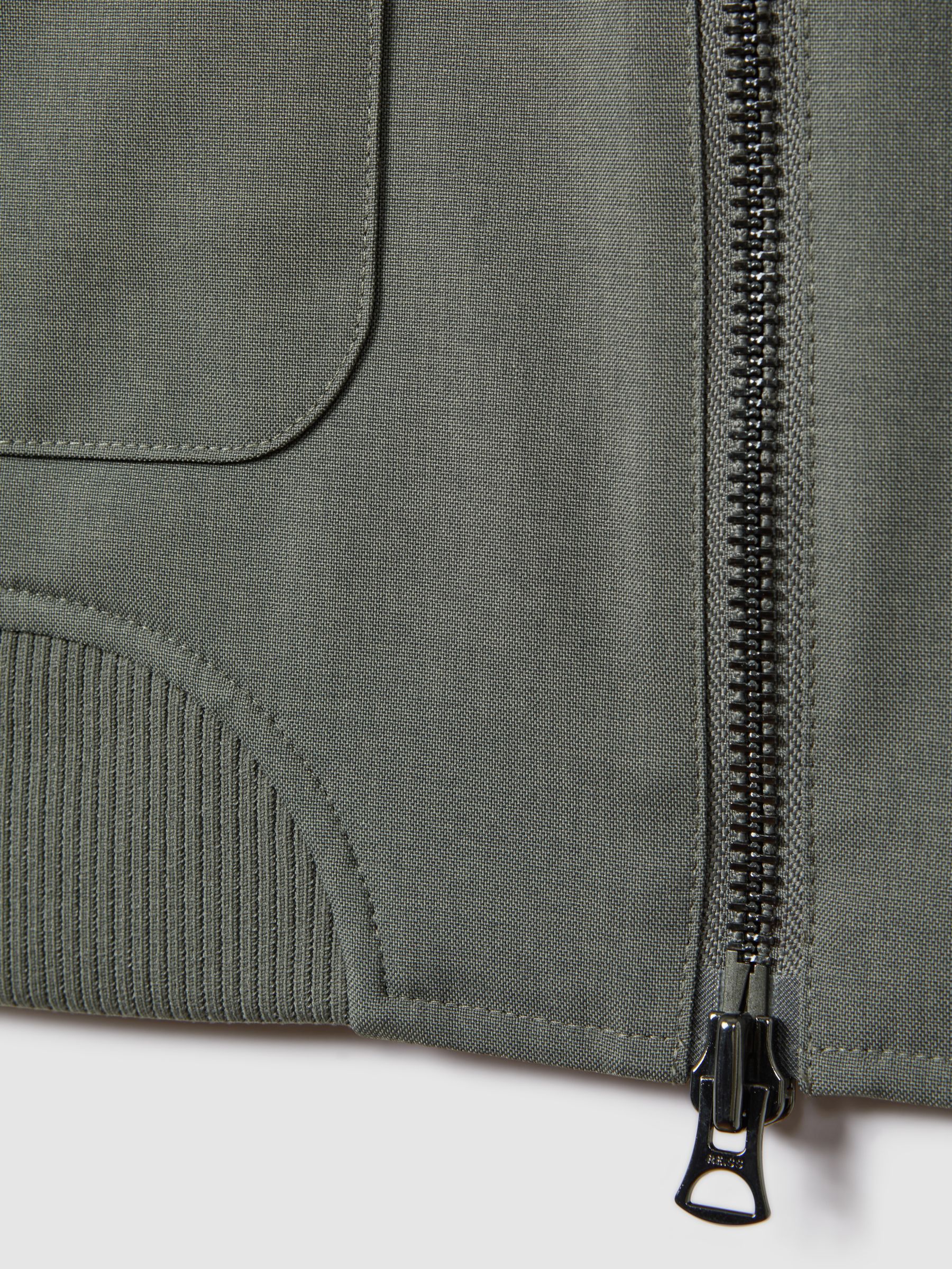 Funnel Neck Zip-Through Jacket in Green