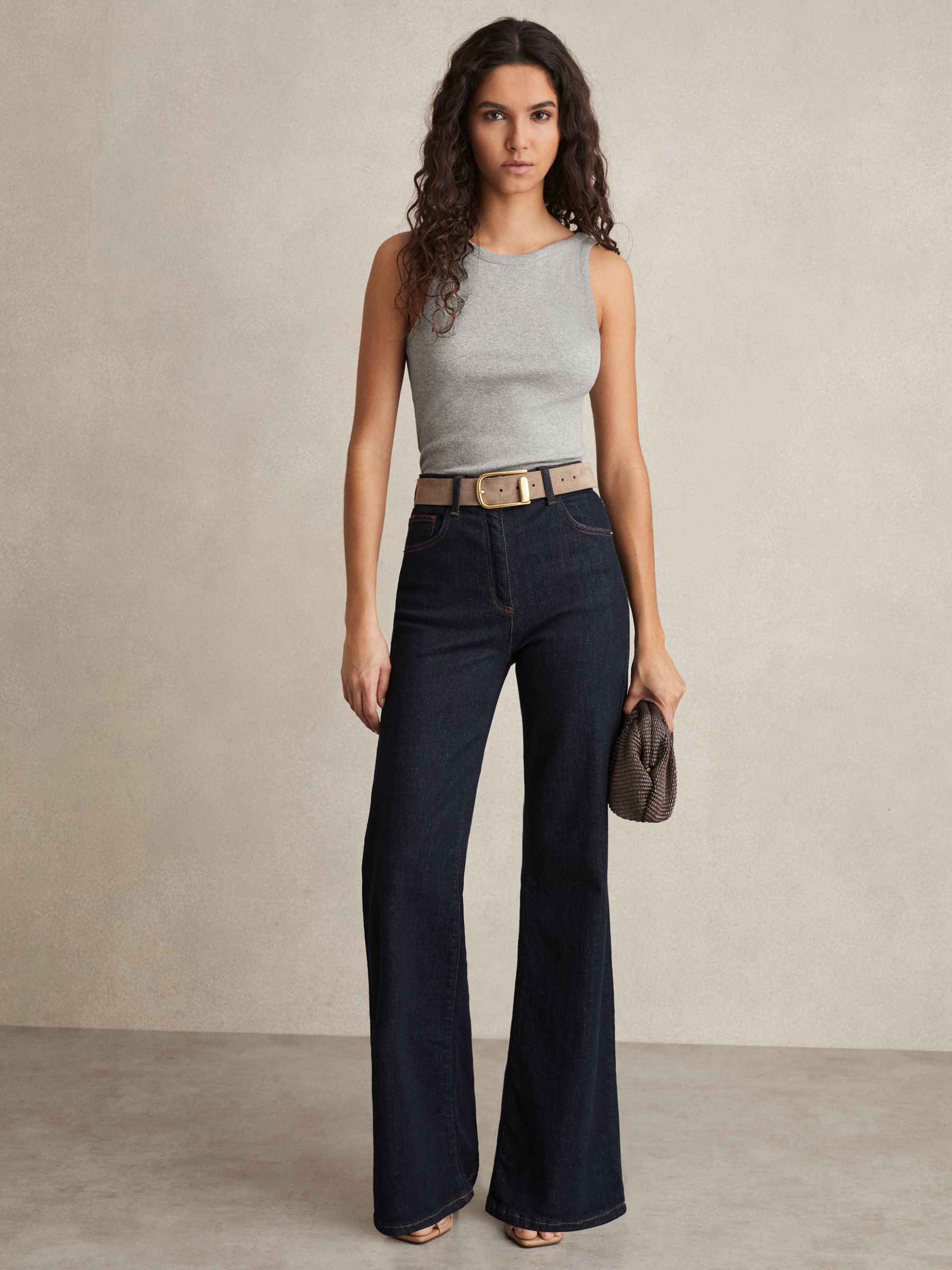 Stretch-Cotton Low-Back Vest in Grey Marl