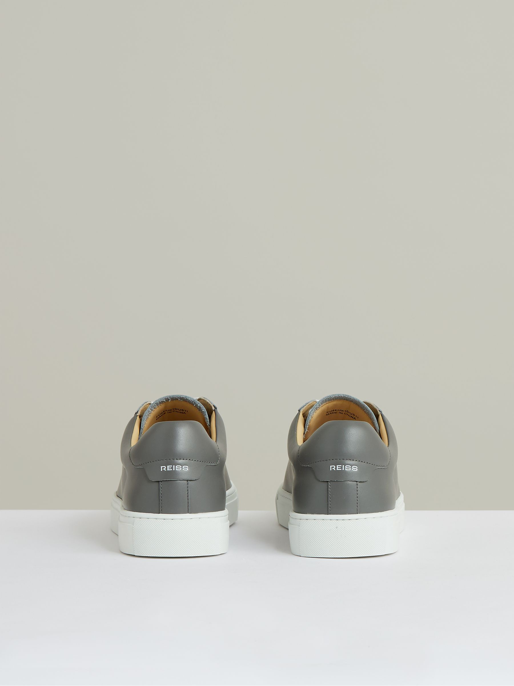 Leather Low-Top Trainers in Graphite Grey