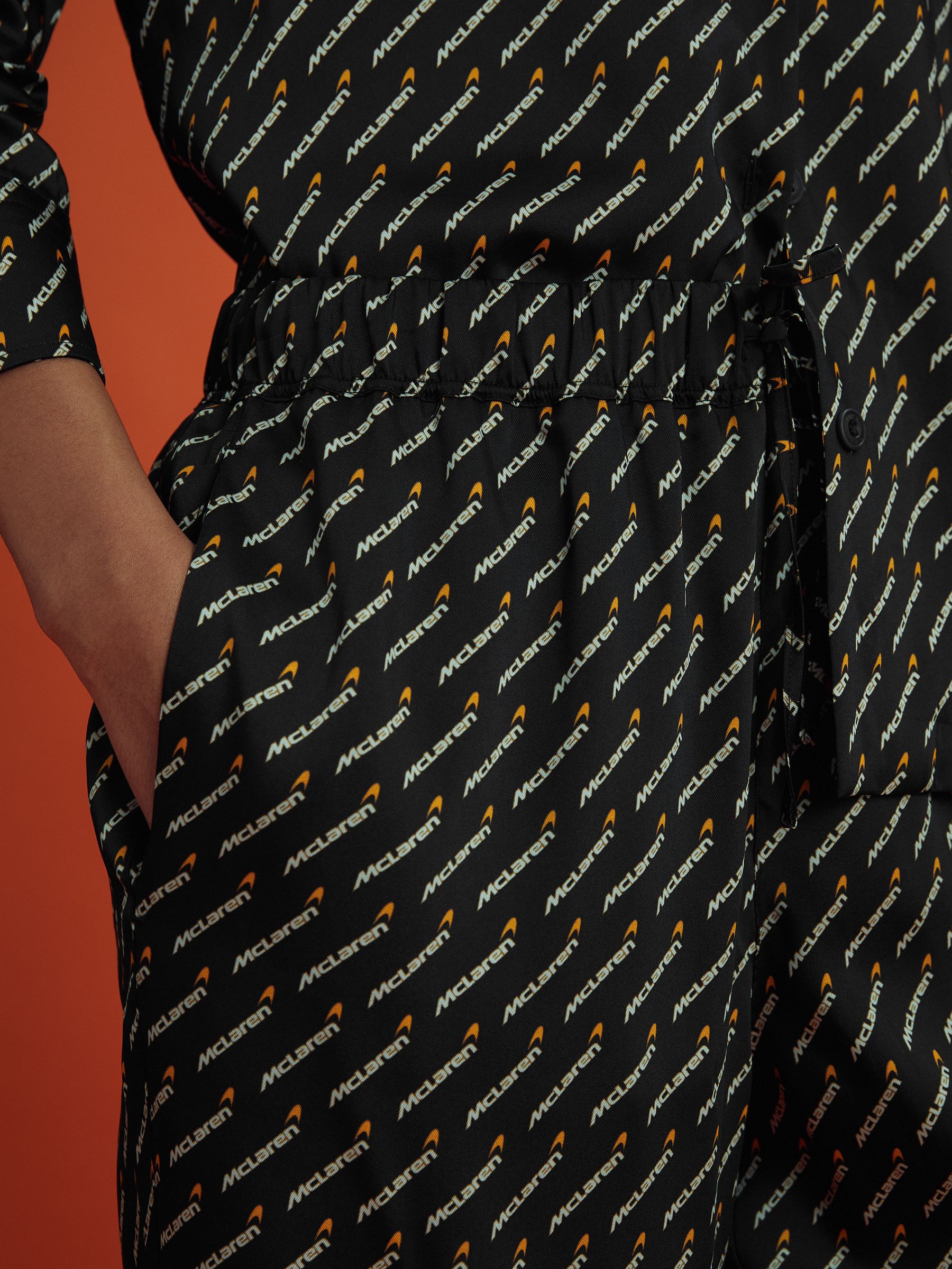 McLaren F1 Silverstone Wide Leg Drawstring Trousers in Black Multi