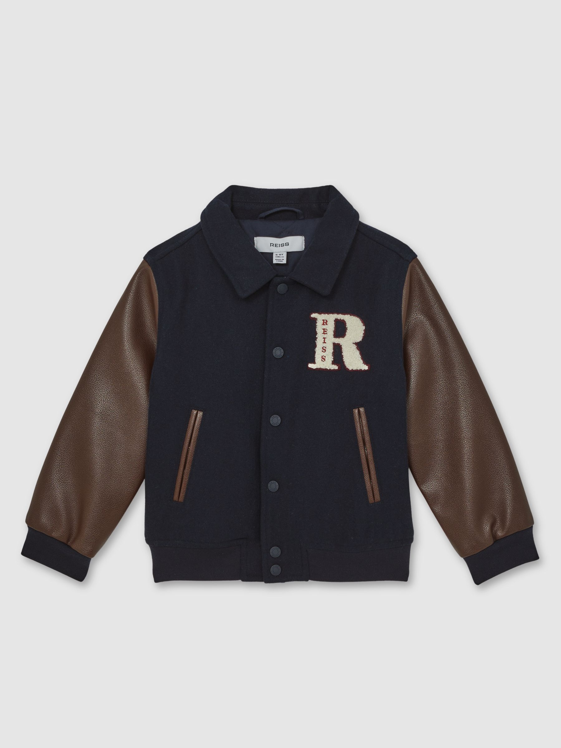 9-13 yrs Motor Cars Press-Stud Bomber Jacket in Navy/Brown