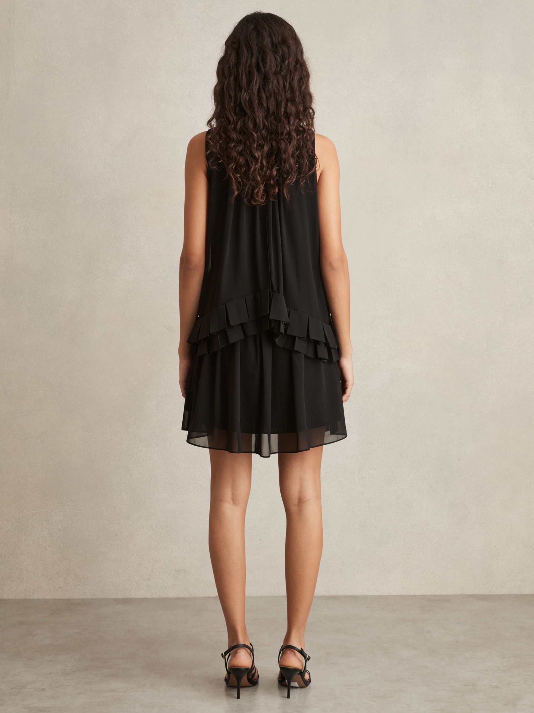 Chiffon Tiered Ruffle Dress in Black
