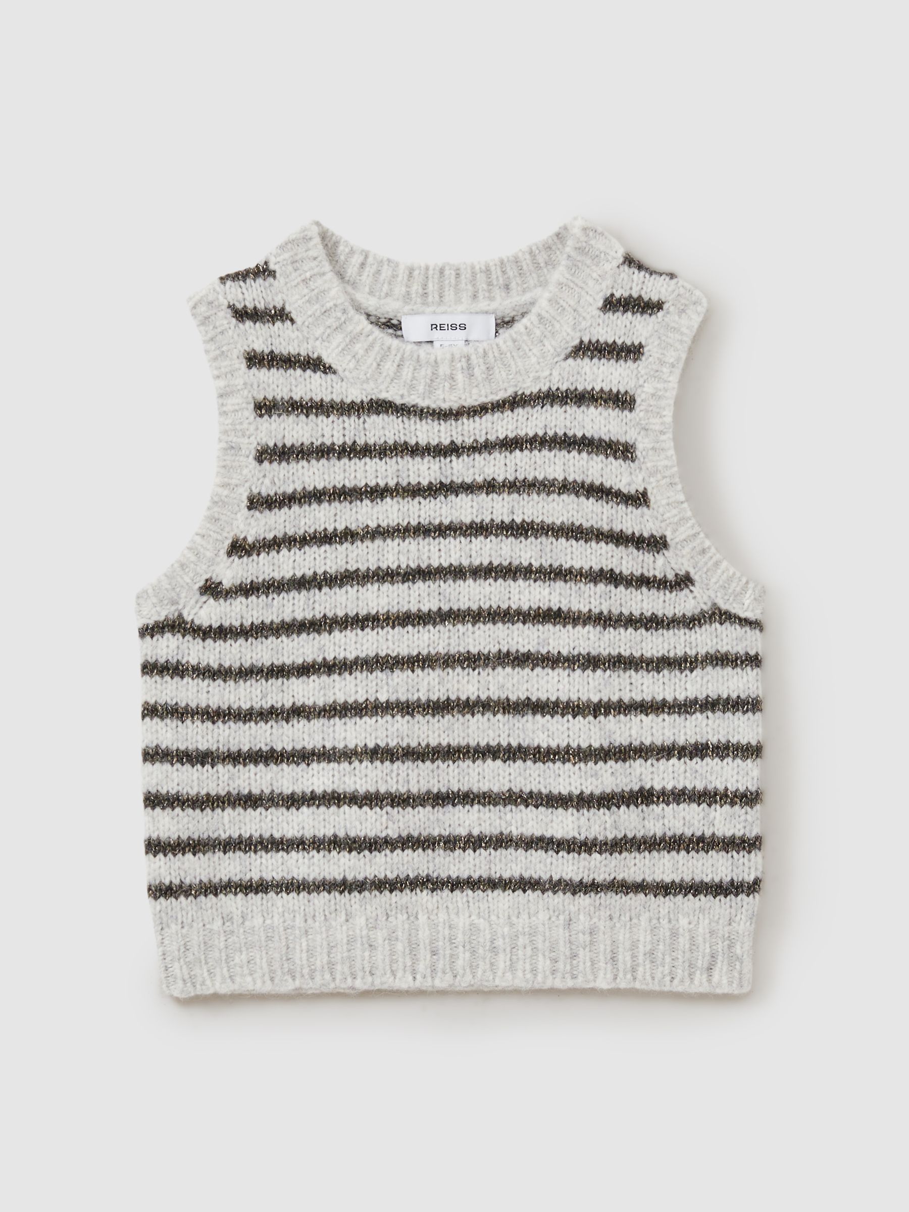 13-14 yrs Wool Blend Striped Vest in Grey