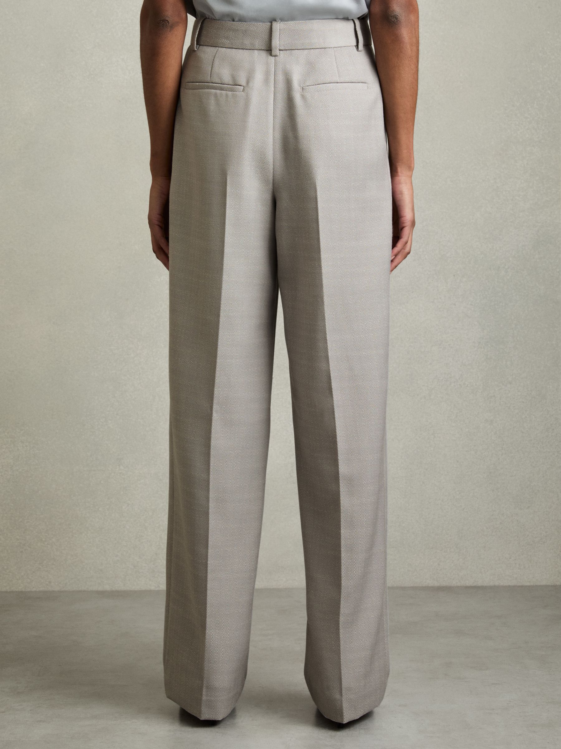 Petite Wool-Blend Wide-Leg Suit Trousers in Grey