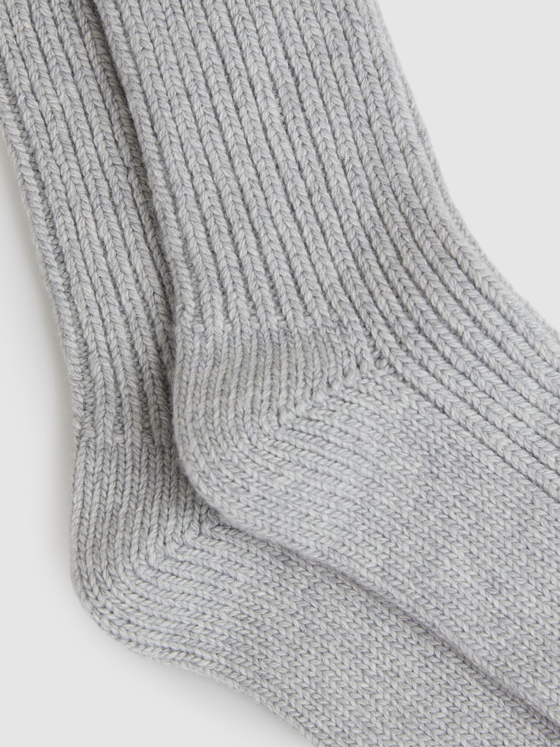 Rib-Knit Socks With Cashmere in Grey