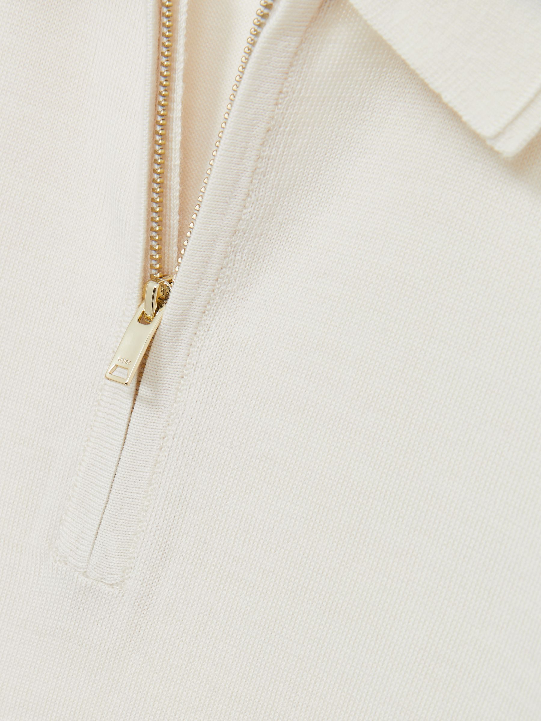 Merino Wool Half-Zip Polo Shirt in Snow White