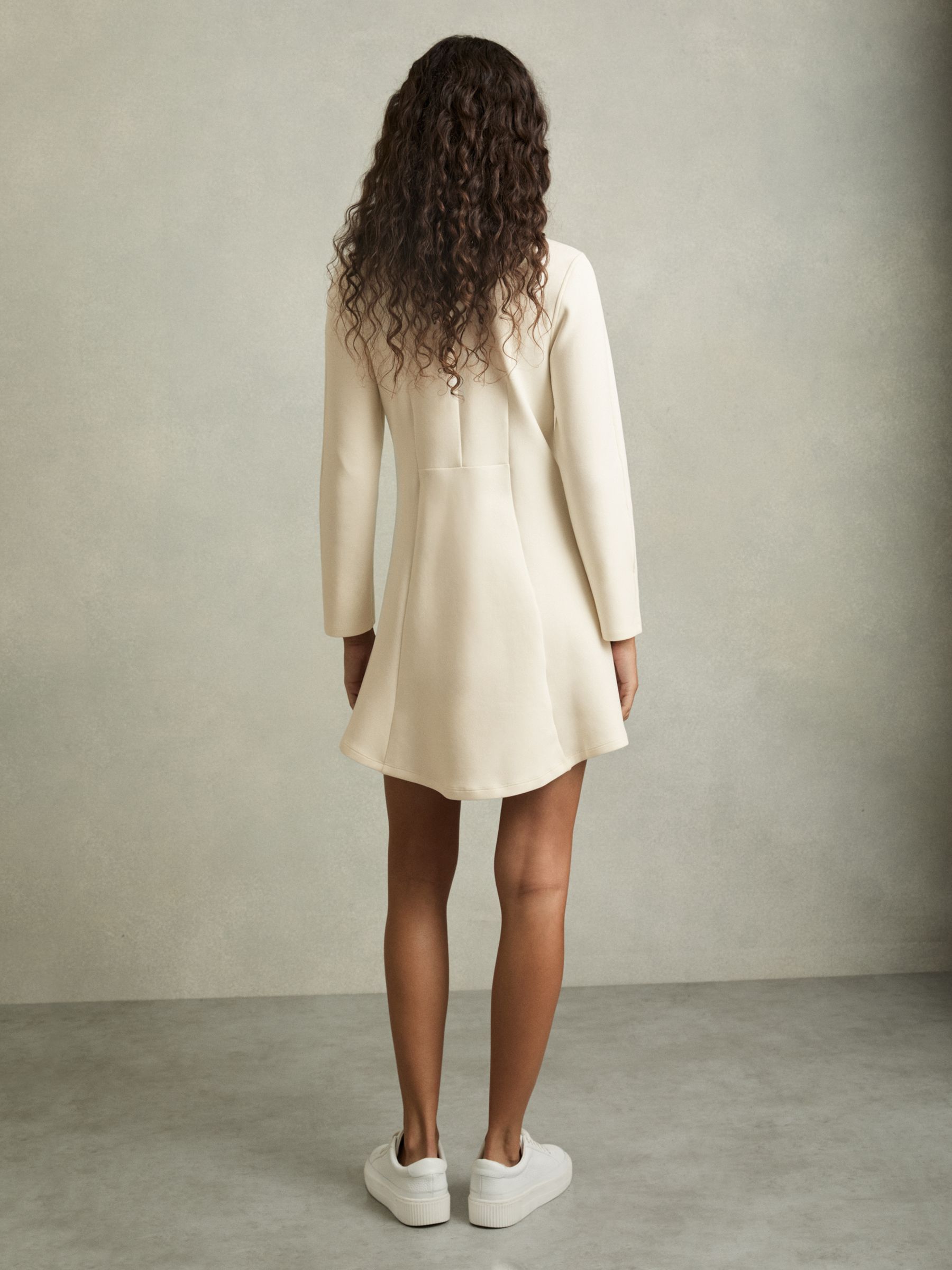 ZIp-Neck Interlock-Jersey Dress in Cream