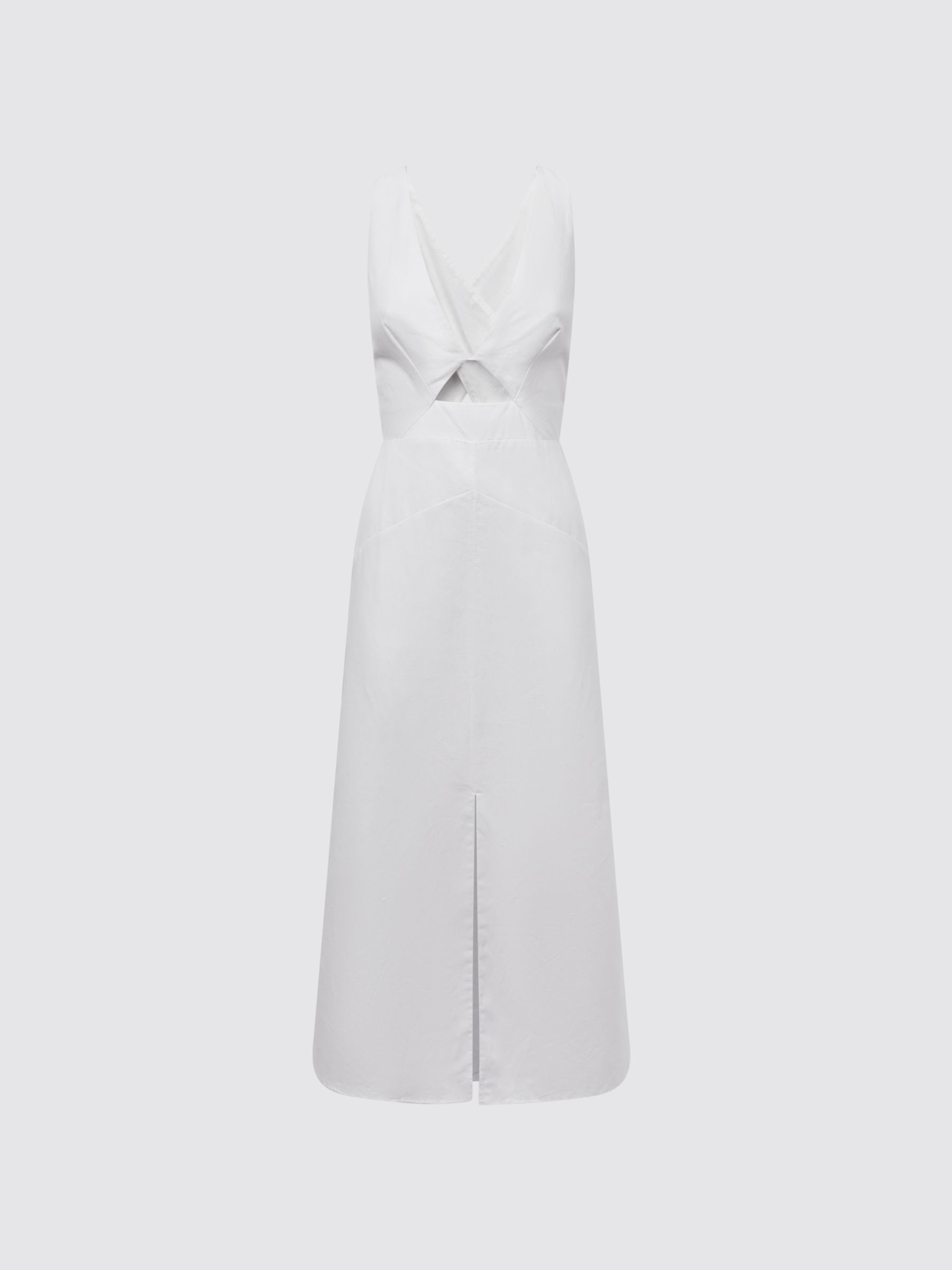 Cotton-Linen Midi Dress in Ivory