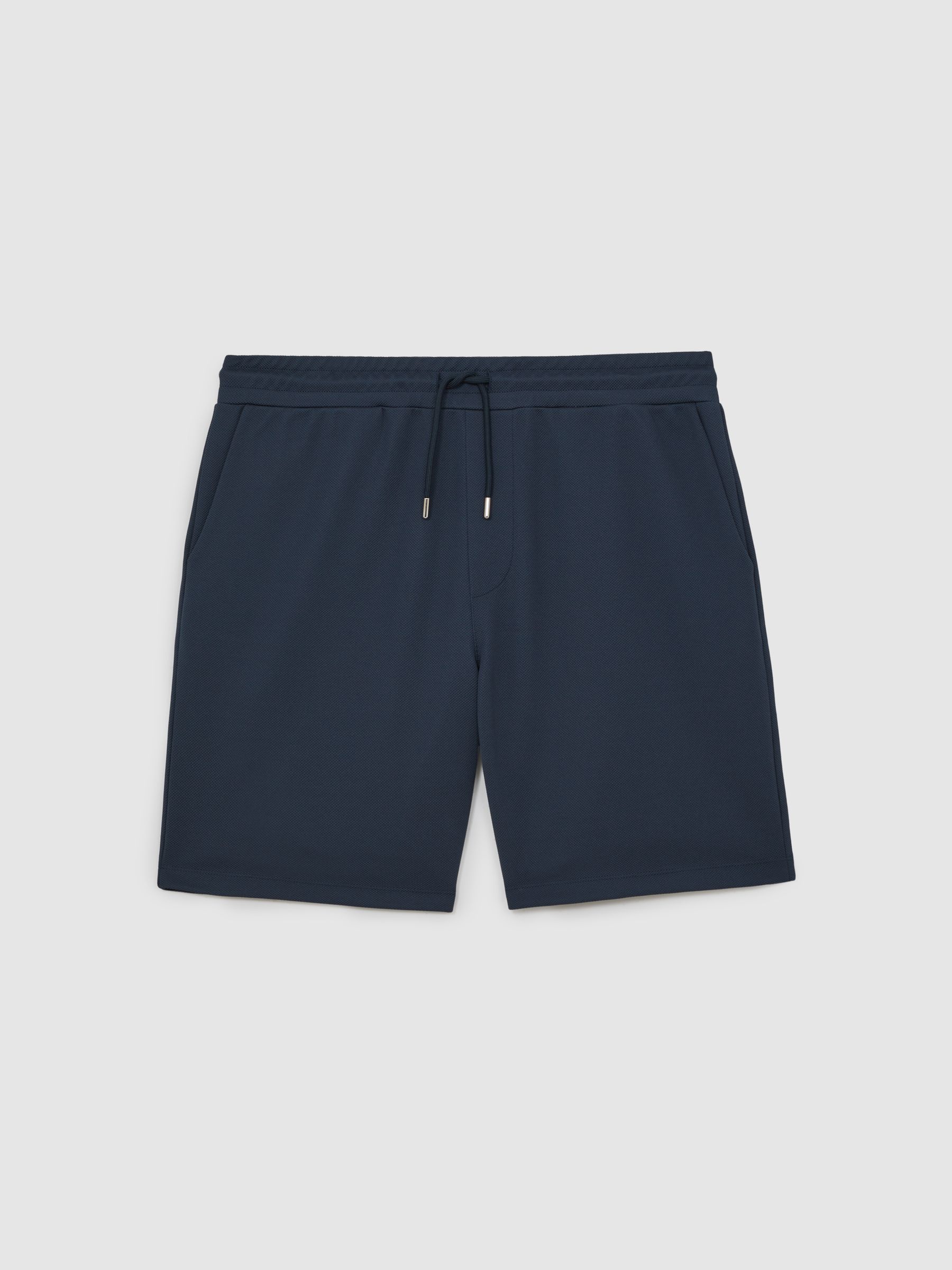 Textured Drawstring Shorts in Airforce Blue