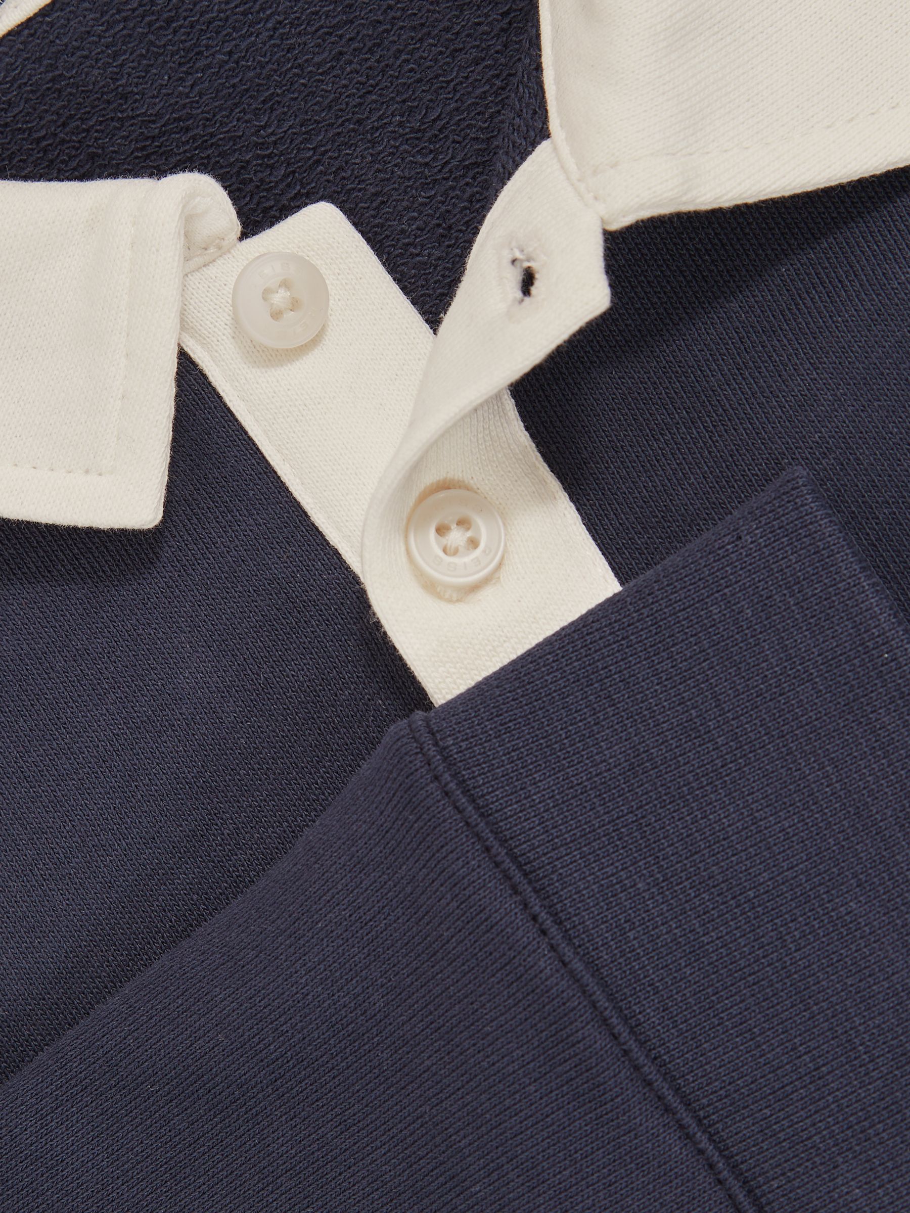 3-9 yrs Cotton Half-Button Rugby Polo Shirt in Navy/White