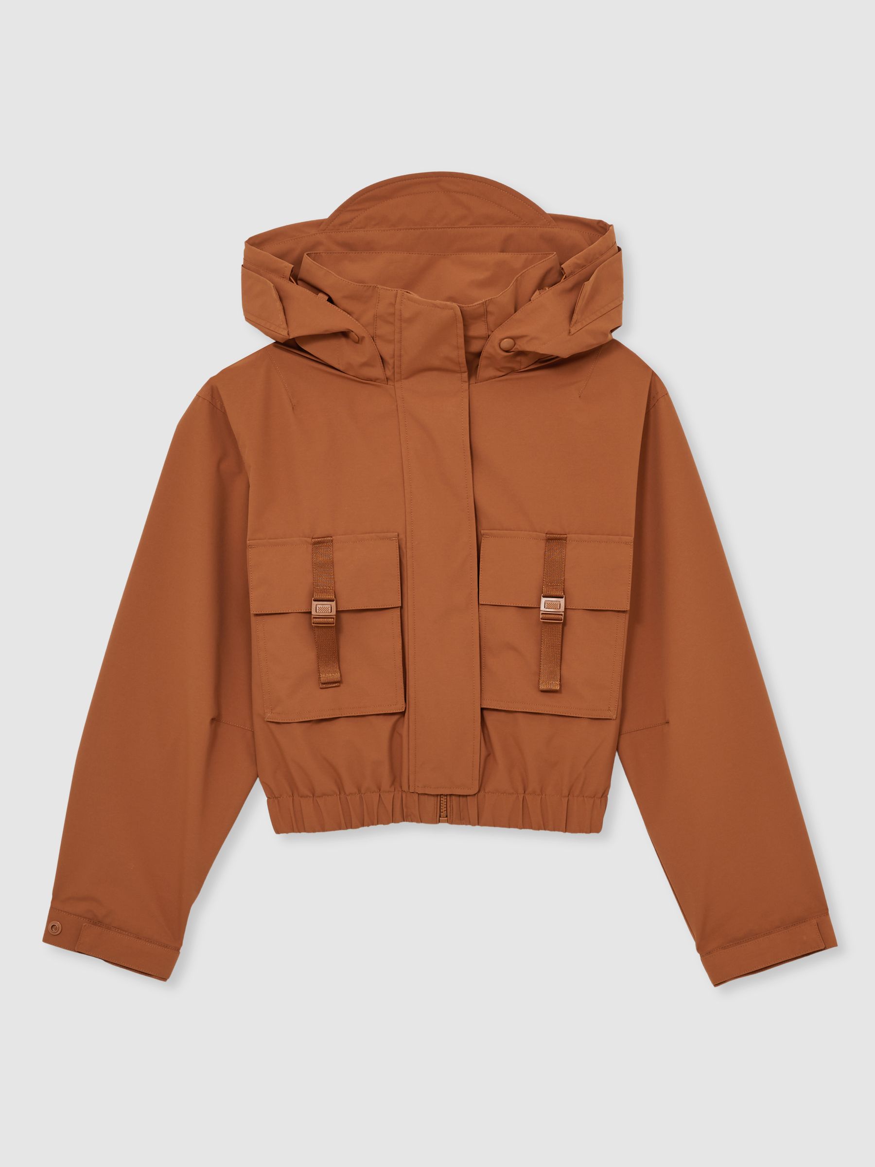 Technical Hooded Utility Jacket in Rust