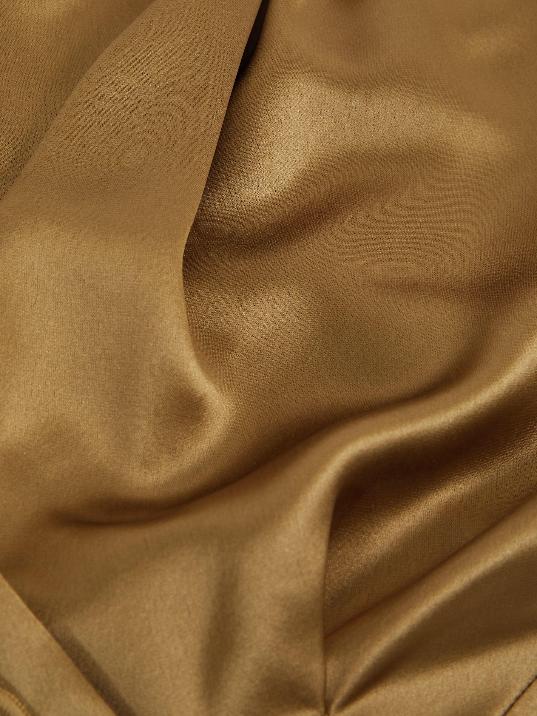 Acler Draped Satin Midi Dress in Gold Moss