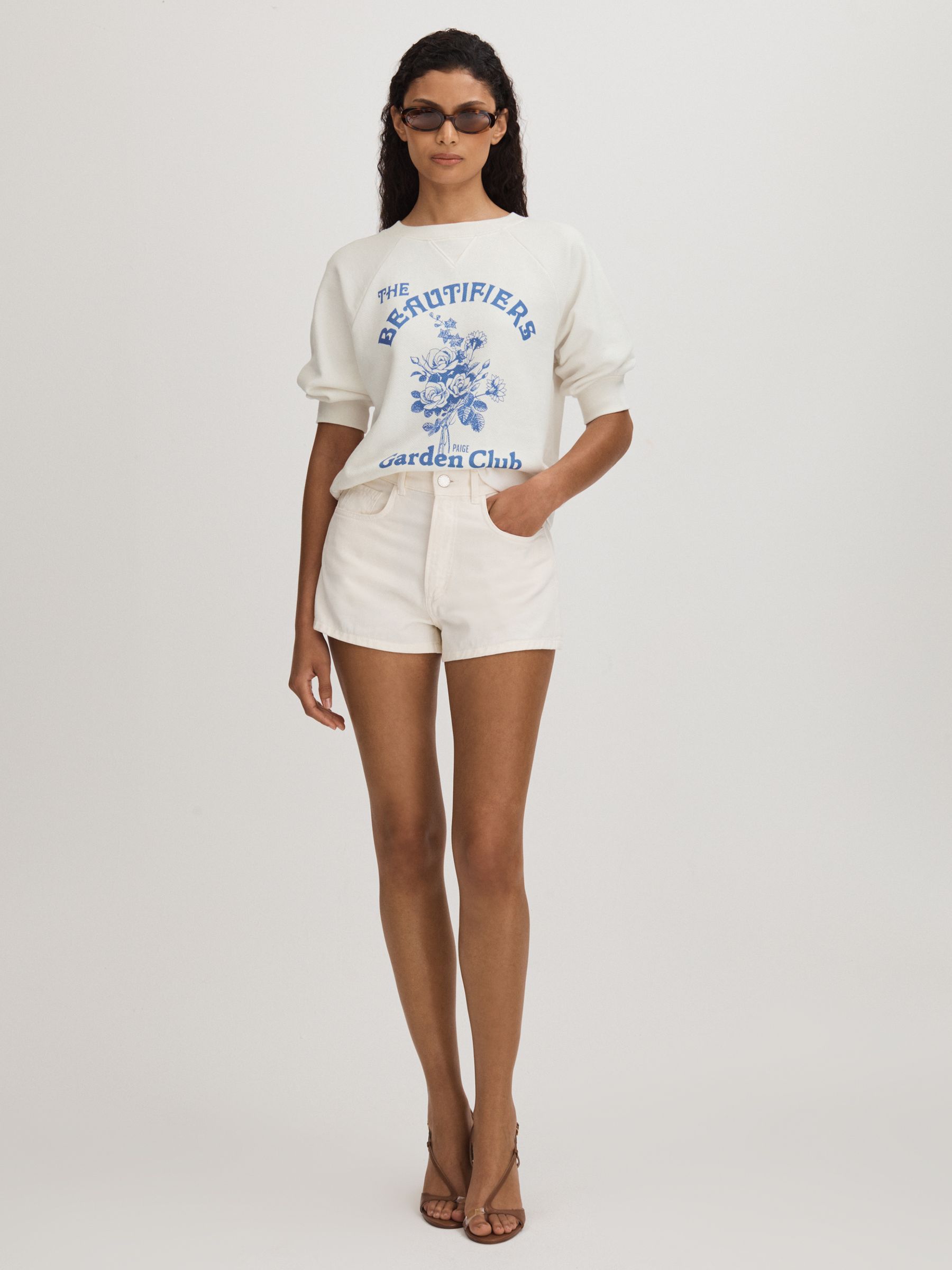 Paige Cotton Terry Graphic Top in White