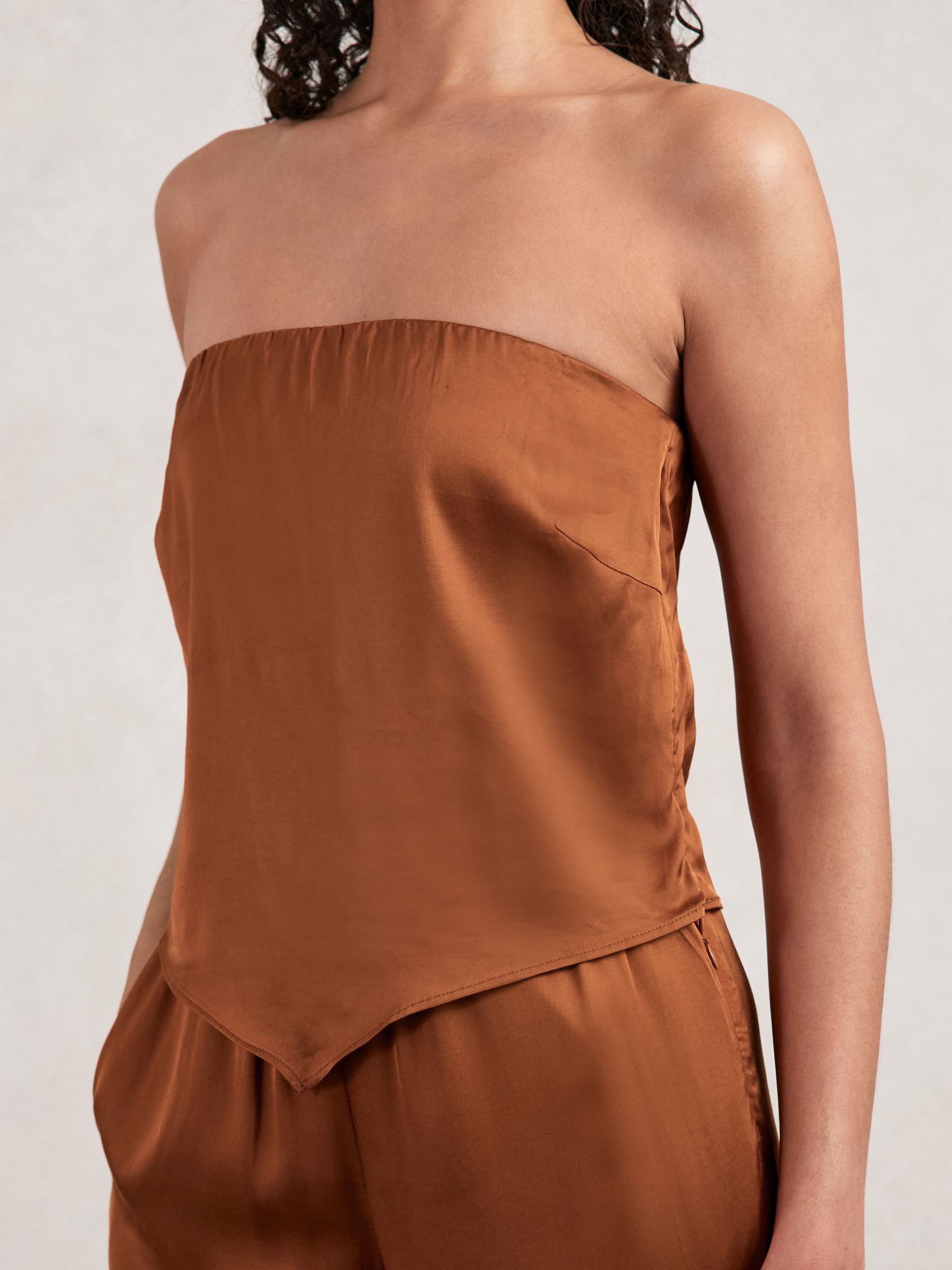 Good American Satin Handkerchief Top in Copper