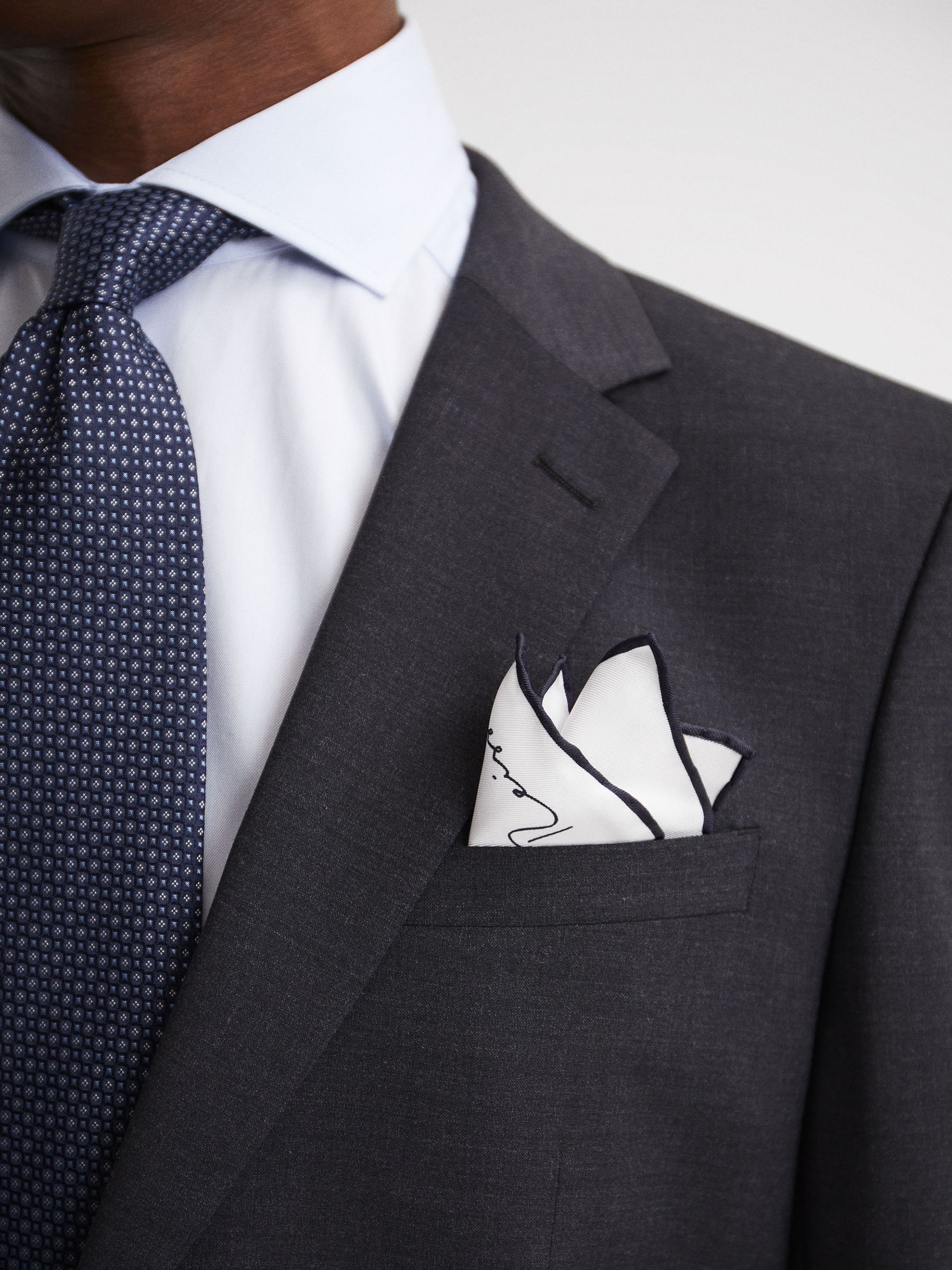 Plain Silk Pocket Square in White