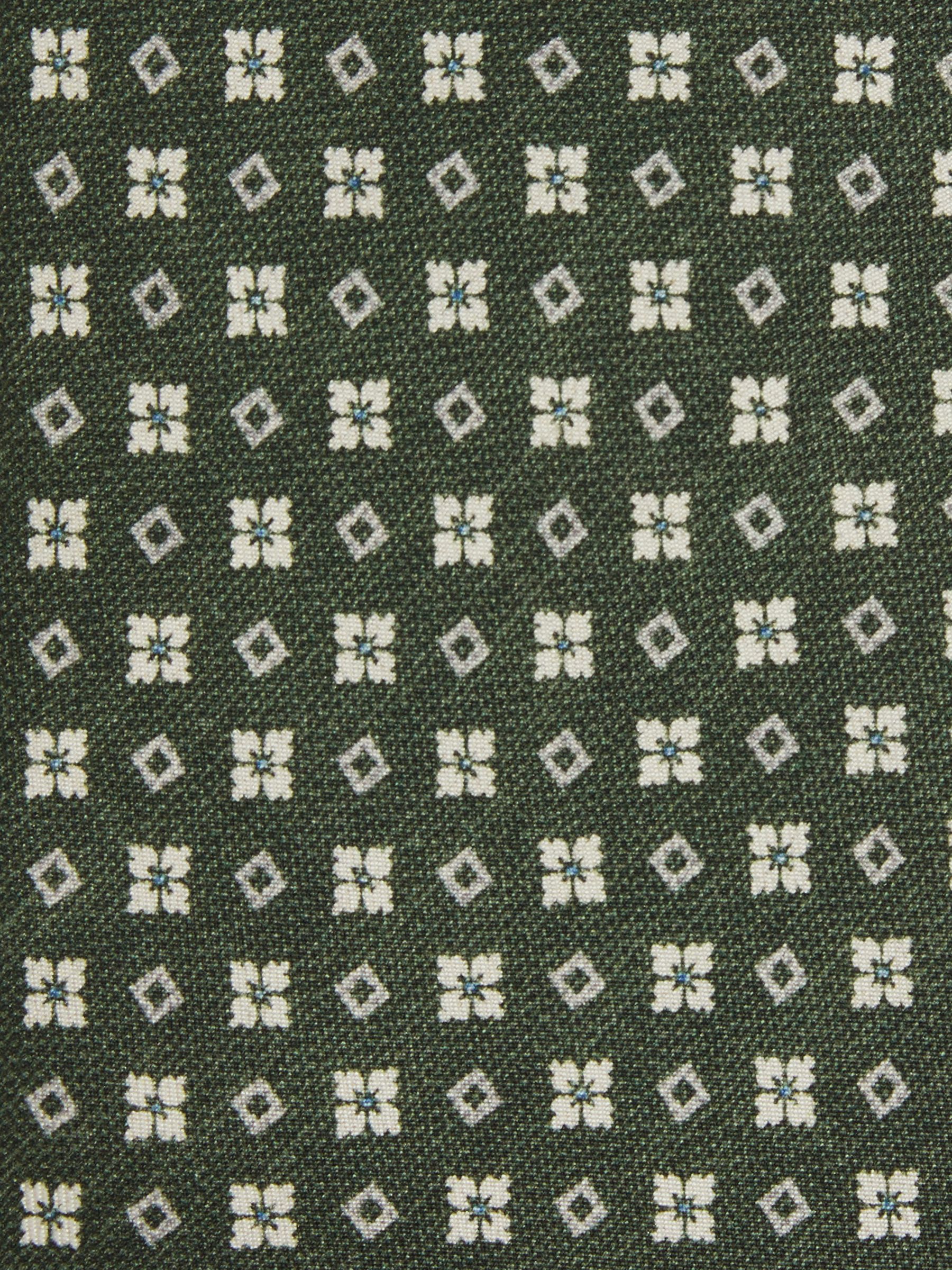 Silk Medallion Print Tie in Olive