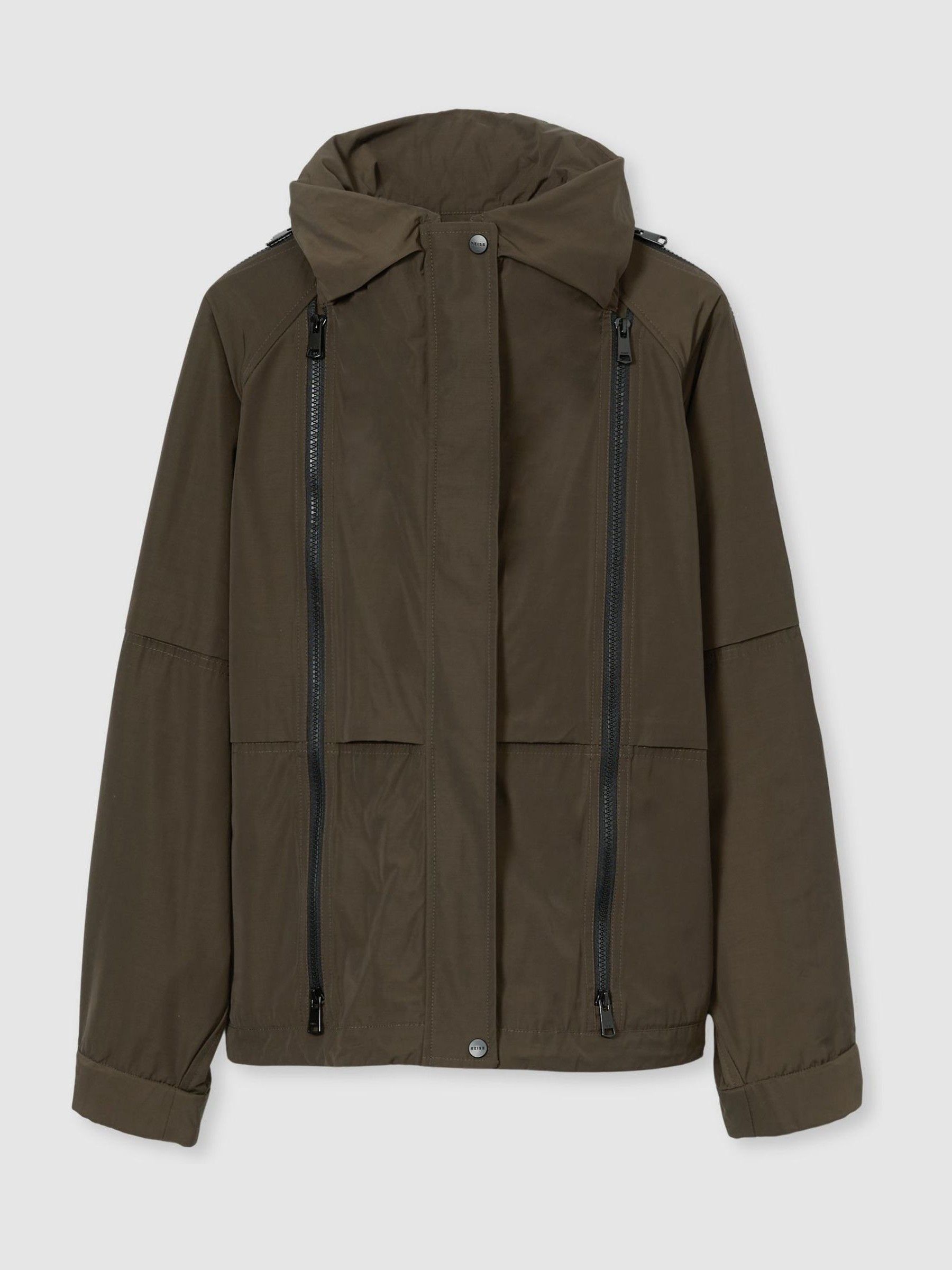 Atelier Zipped-Shell Coat in Khaki