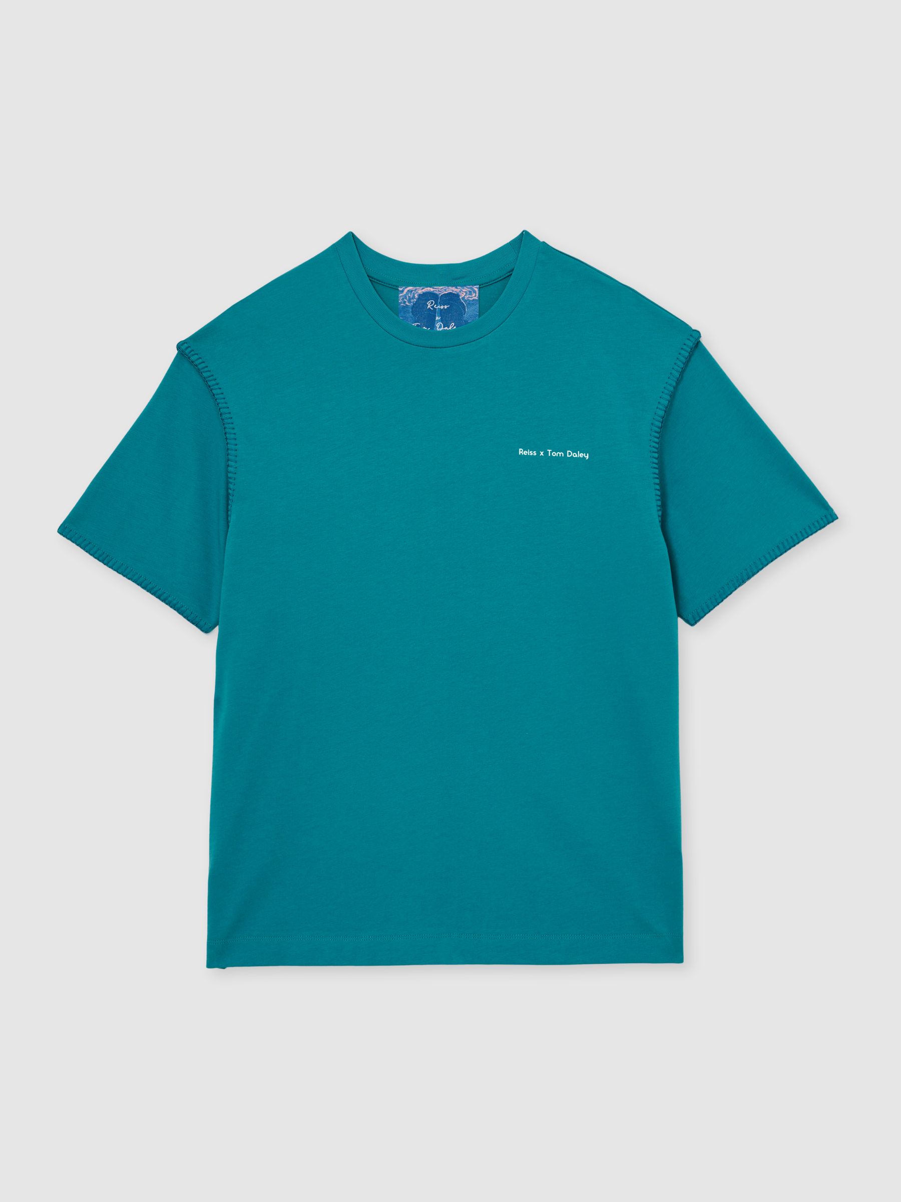 Reiss | Tom Daley Graphic-Print T-Shirt in Teal Green