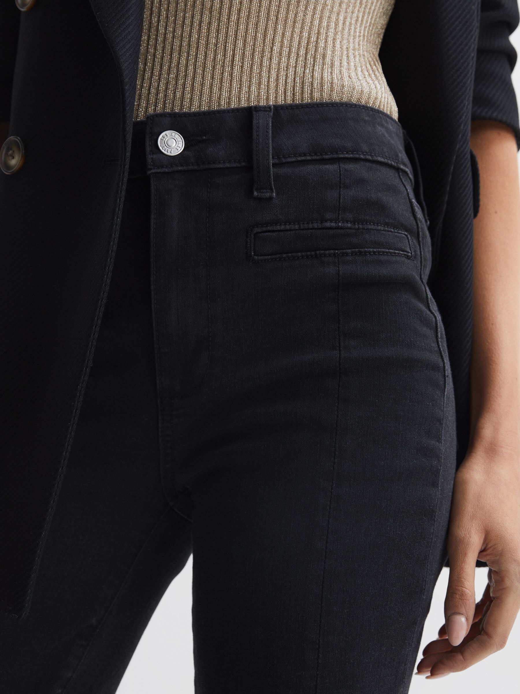 Paige High Rise Flared Jeans in Slater