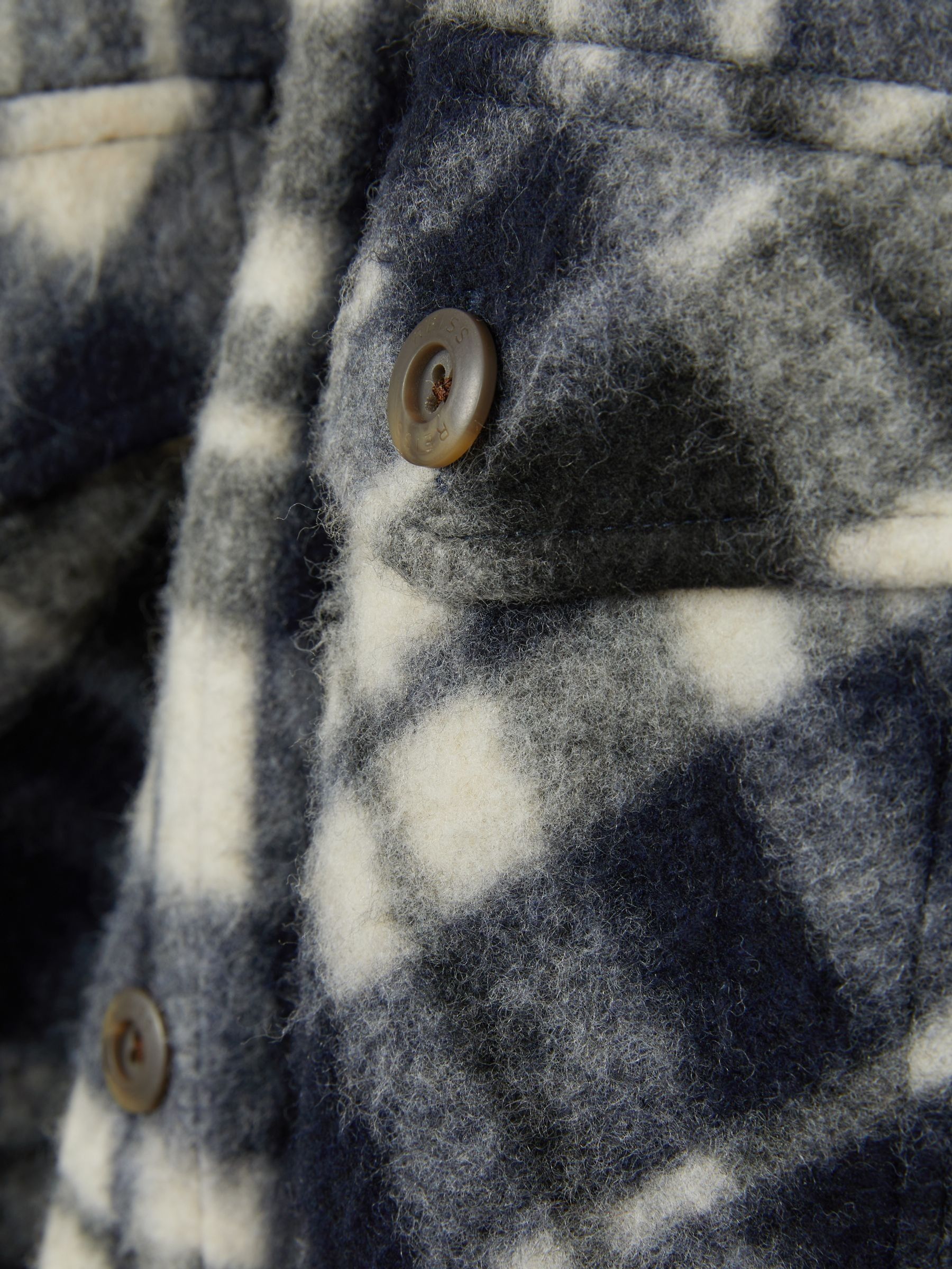 Patch-Pocket Checked Overshirt in Navy