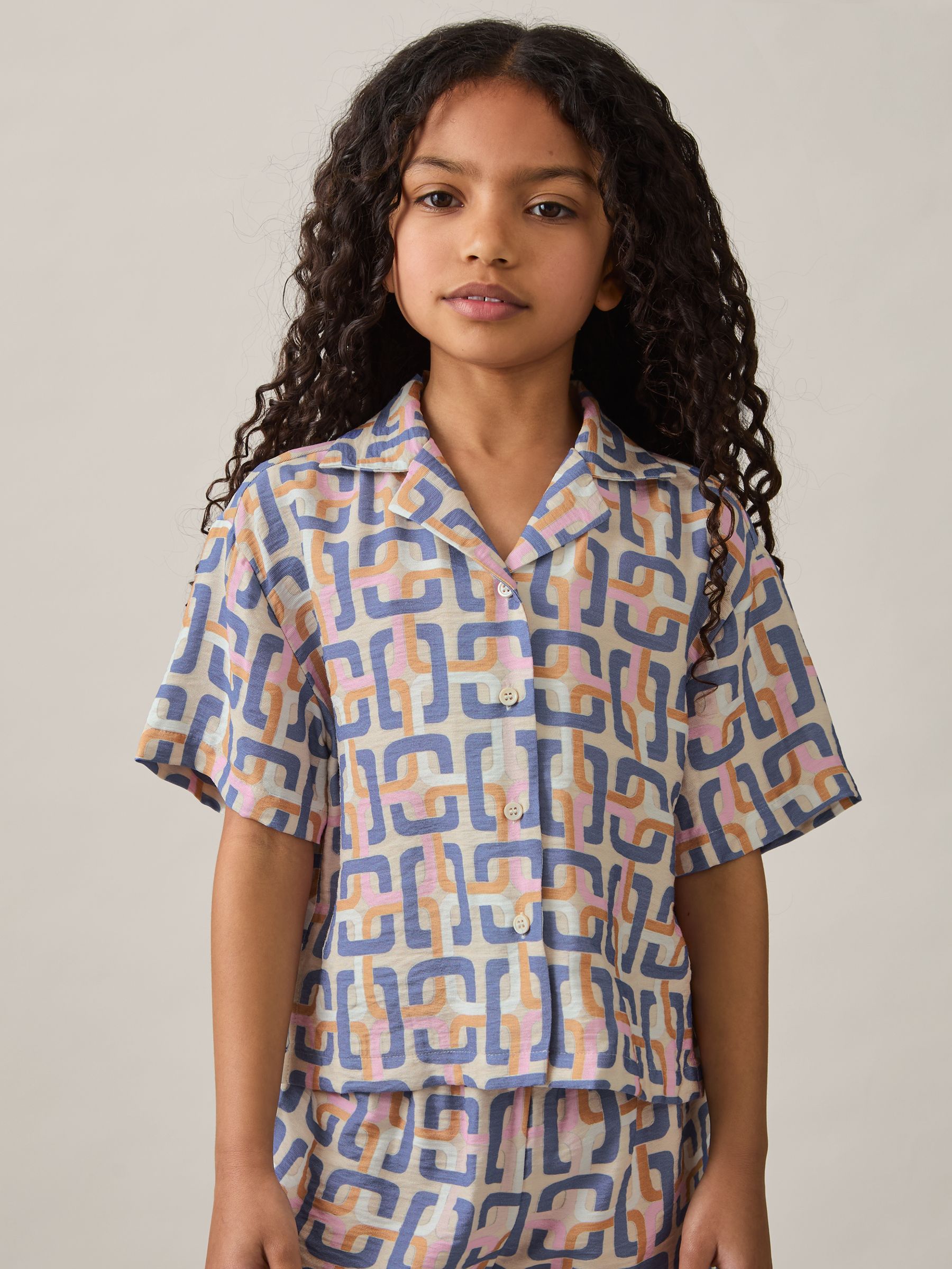 4-9 yrs Geometric Chain Print Shirt in Multi