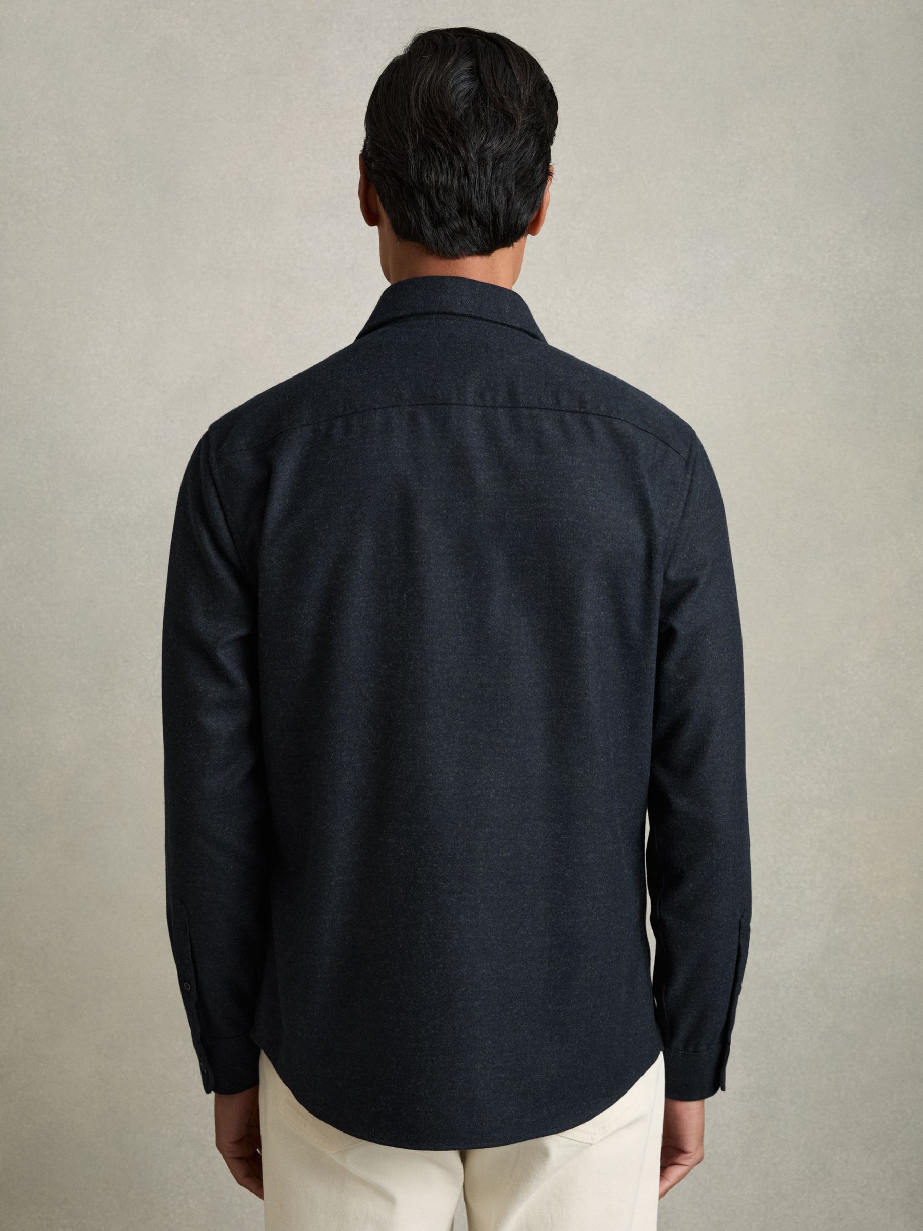 Twin-Pocket Button-Through Overshirt in Navy