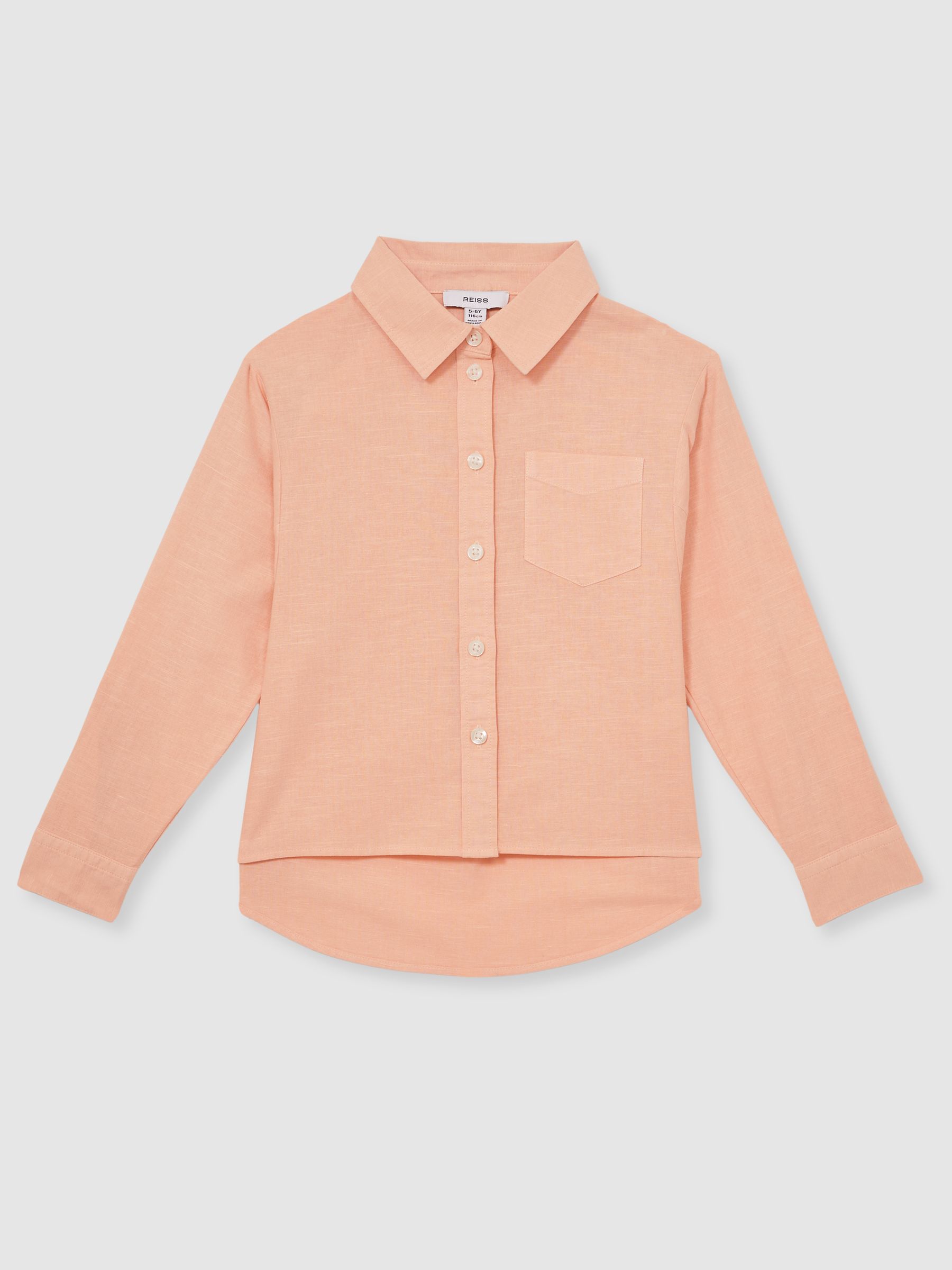 4-9 yrs Linen Roll-Cuff Shirt in Peach