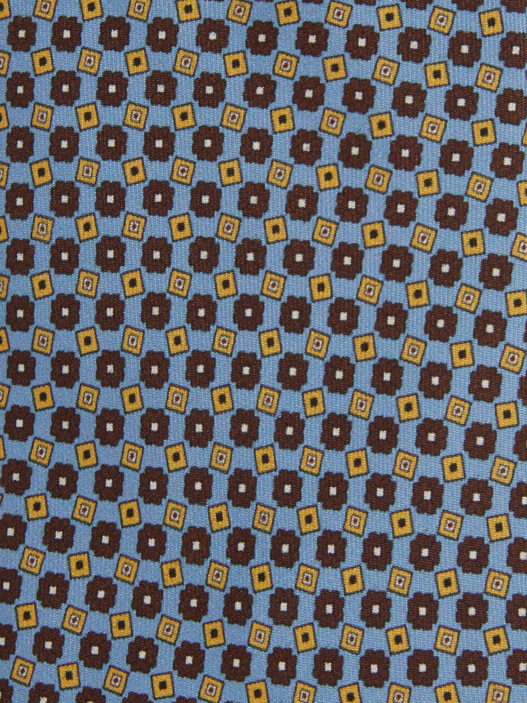 Silk Floral Print Tie in Soft Blue